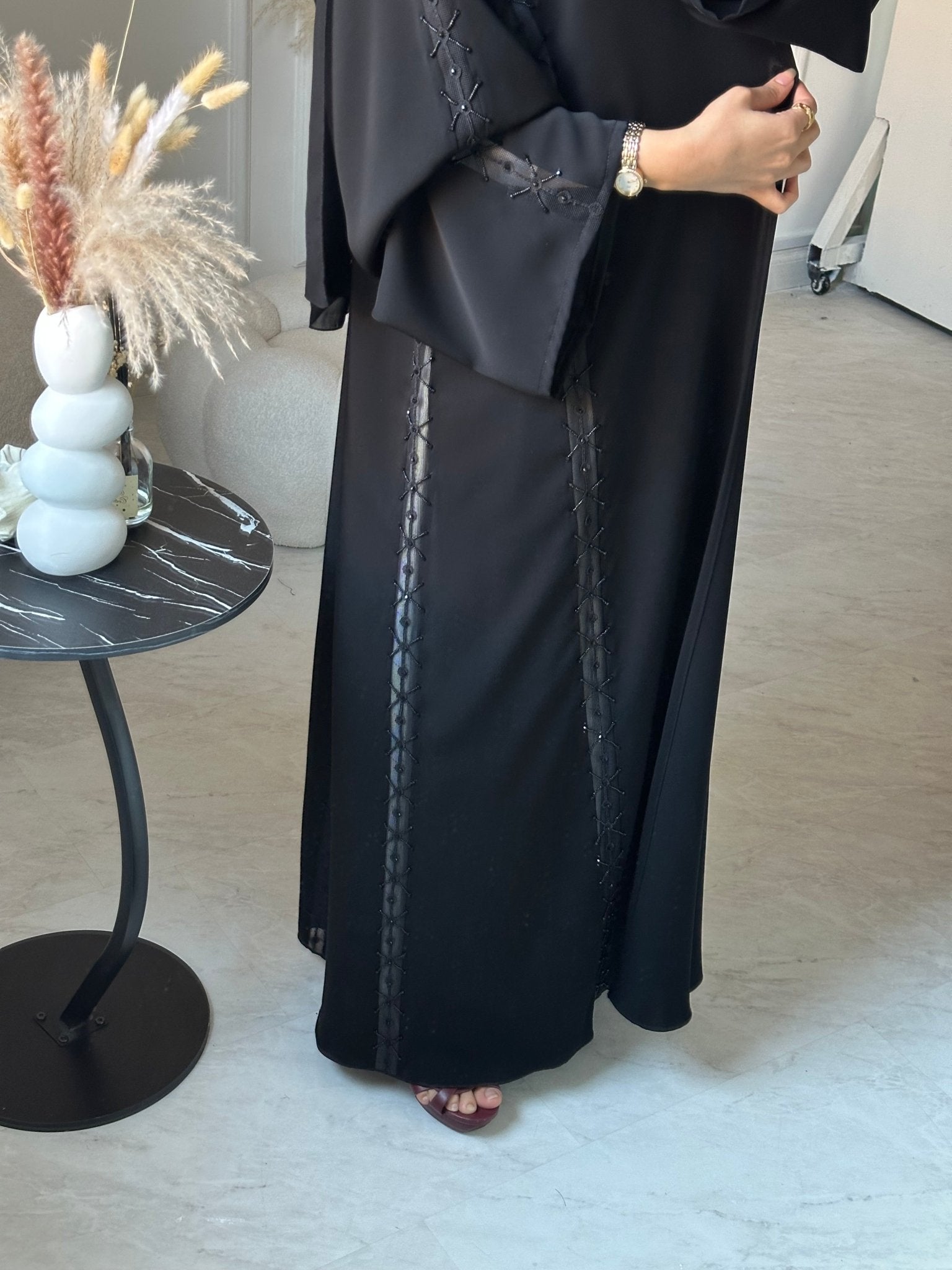 C 0893 Black Lace Abaya