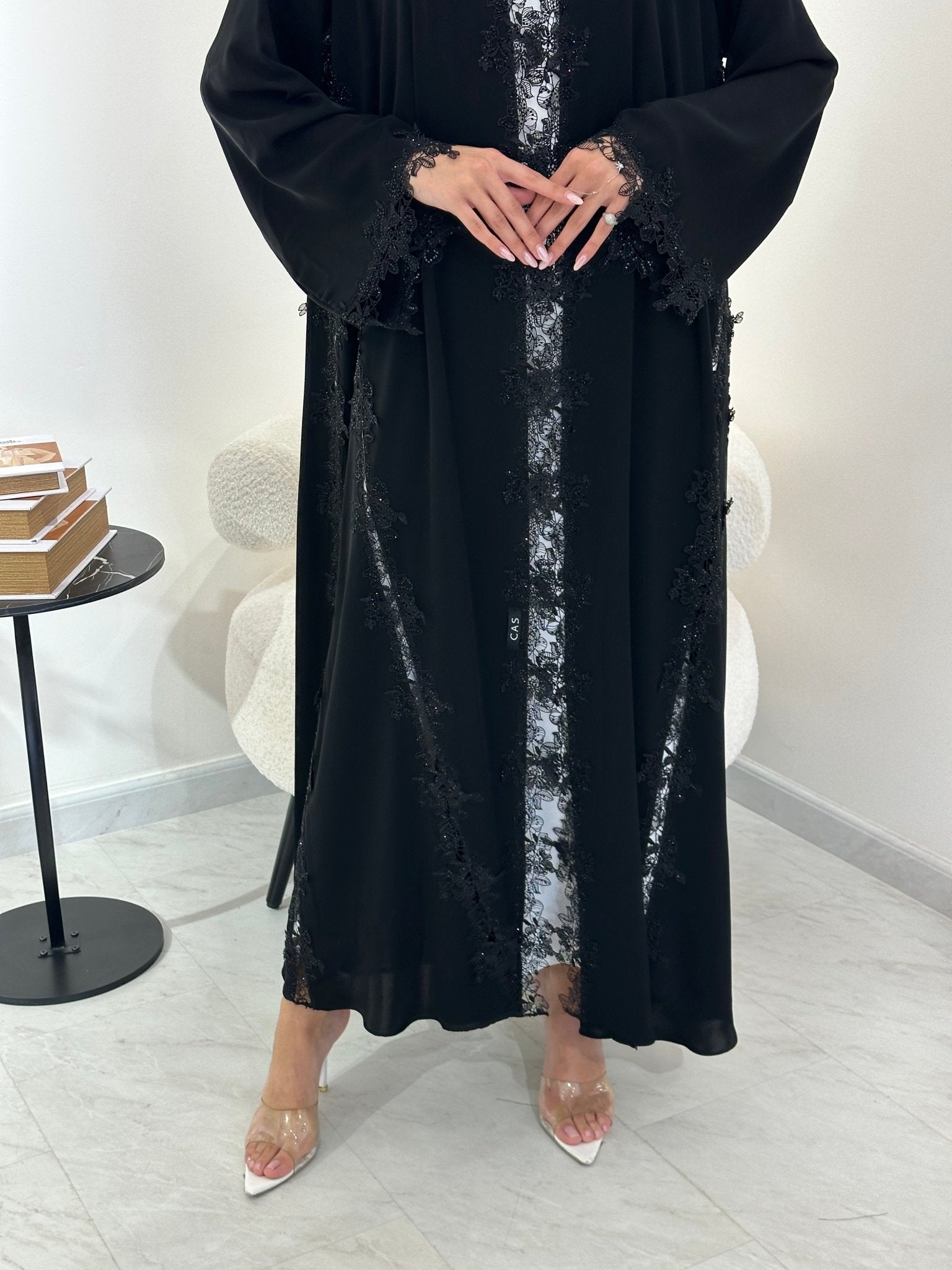 C 0896 Black Lace Abaya