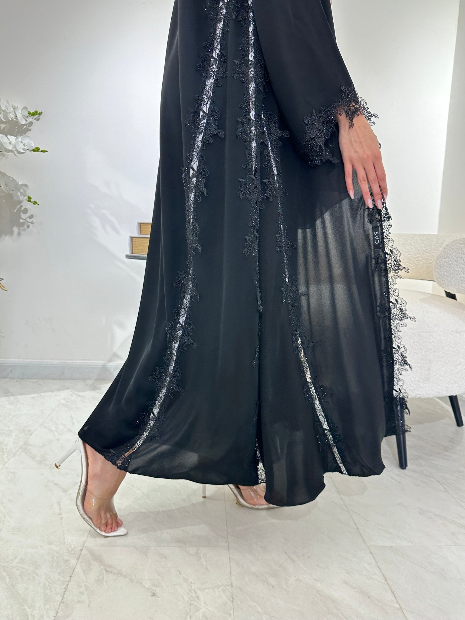 C 0896 Black Lace Abaya