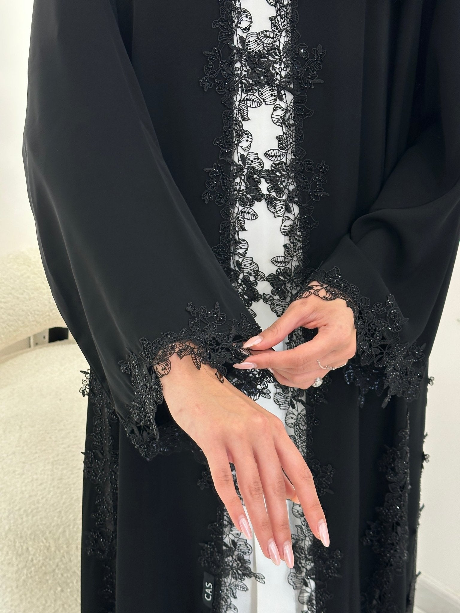 C 0896 Black Lace Abaya