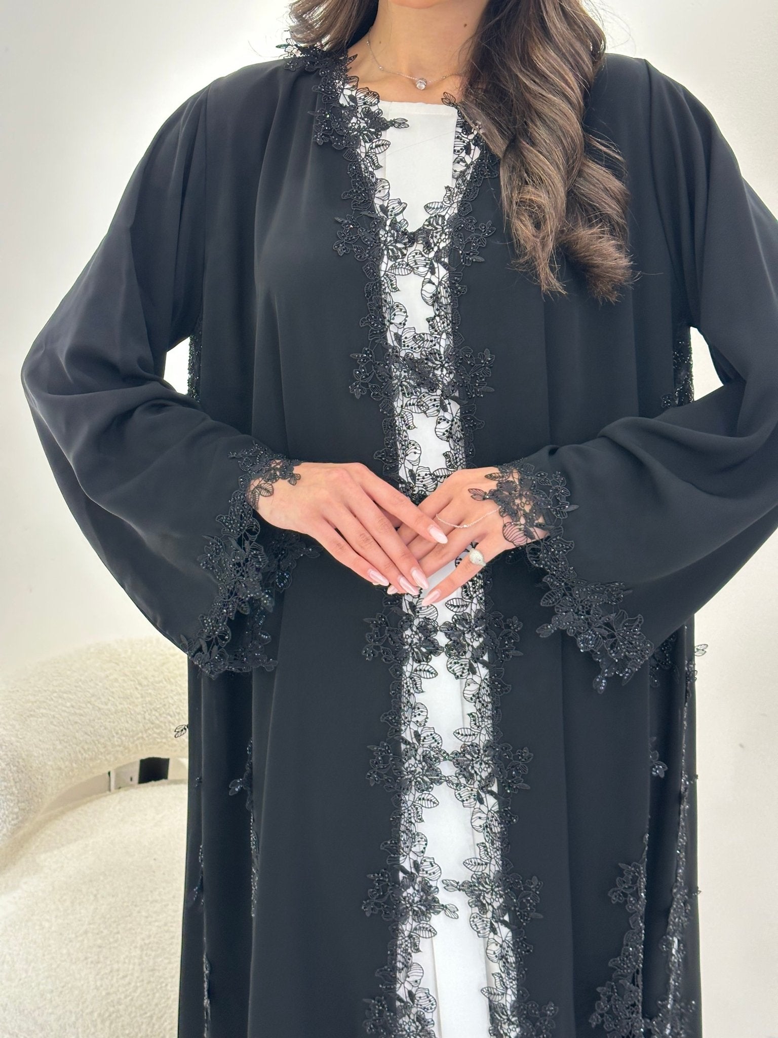 C 0896 Black Lace Abaya
