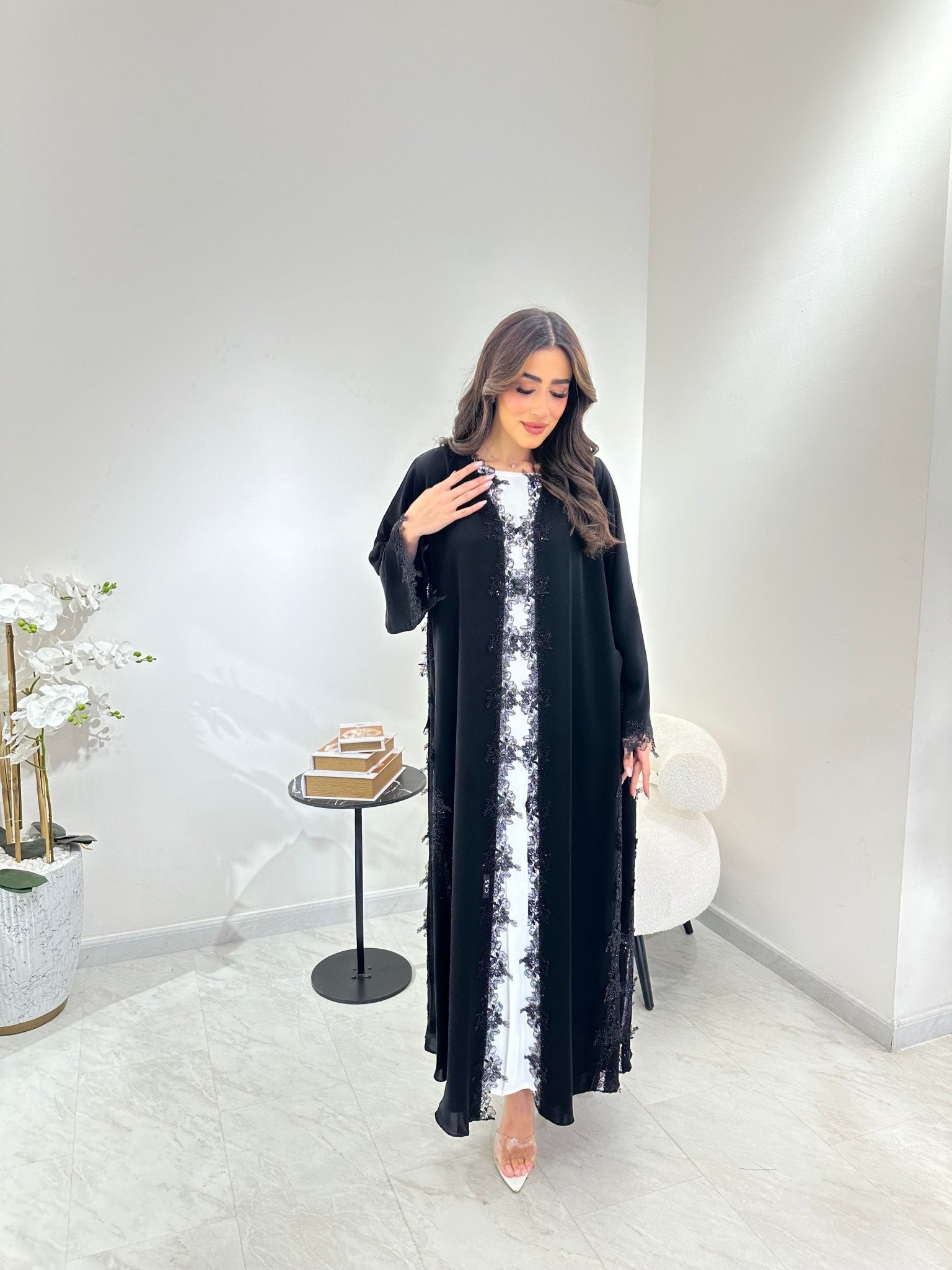 C 0896 Black Lace Abaya