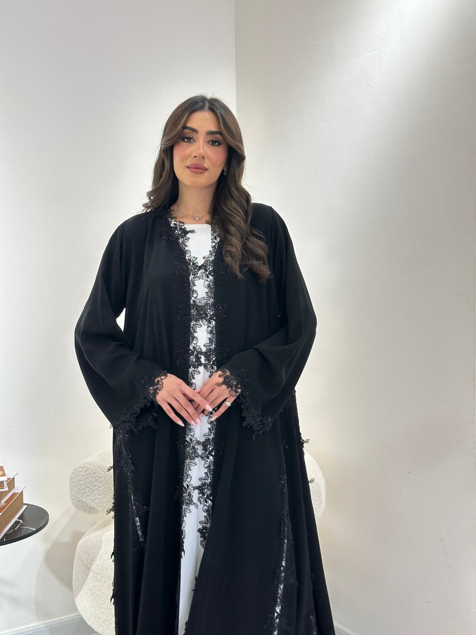 C 0896 Black Lace Abaya