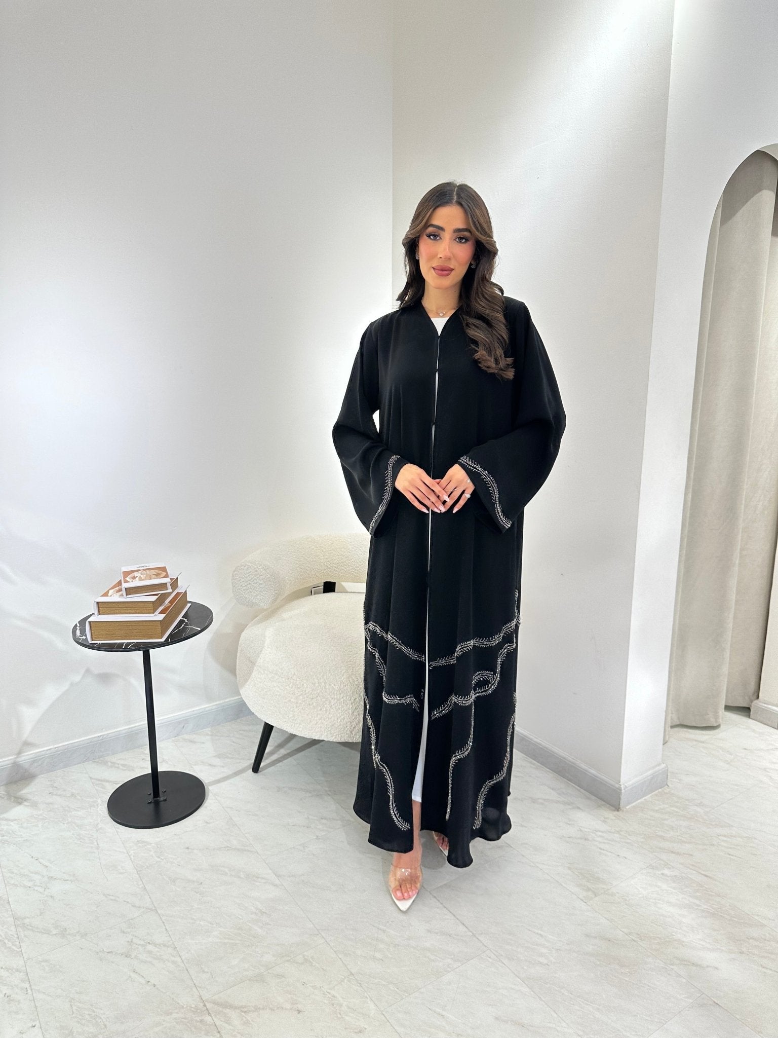 C 0902 Black Beaded Abaya