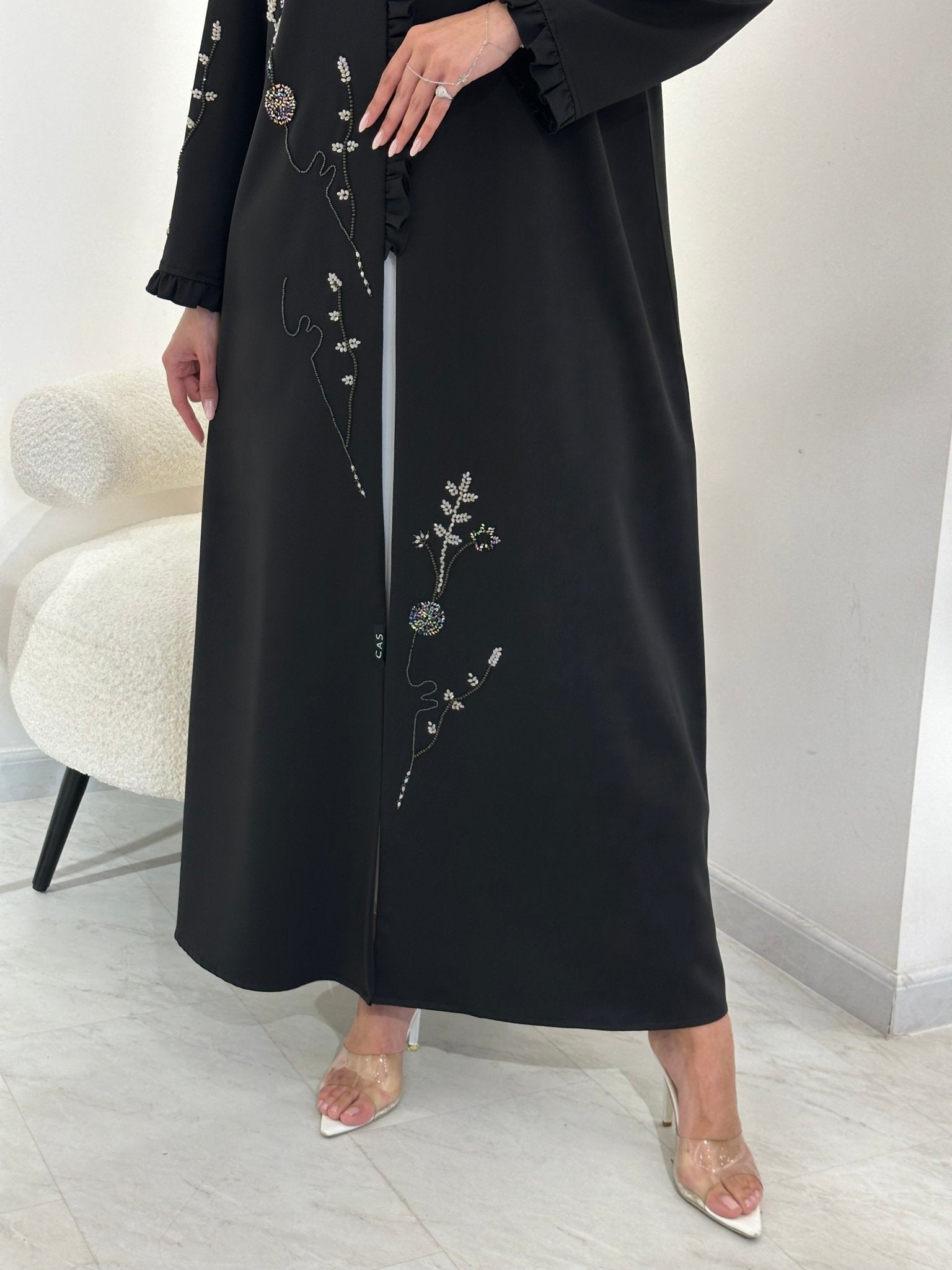 C 0906 Black Beaded Abaya