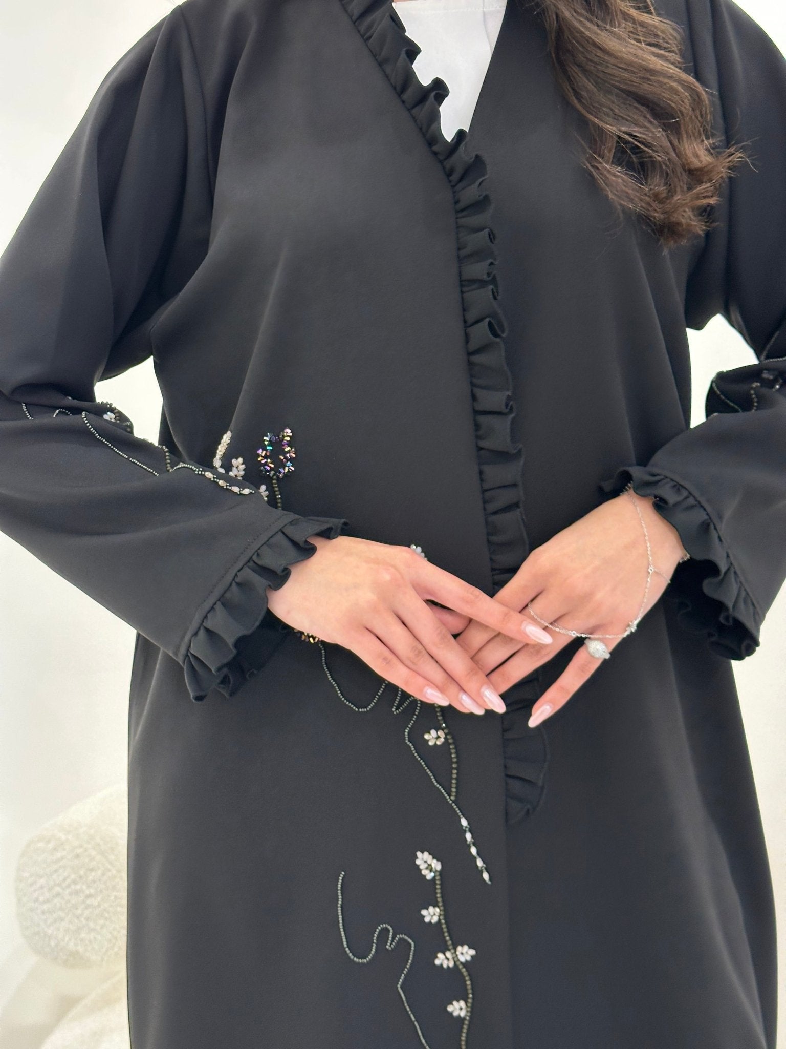 C 0906 Black Beaded Abaya