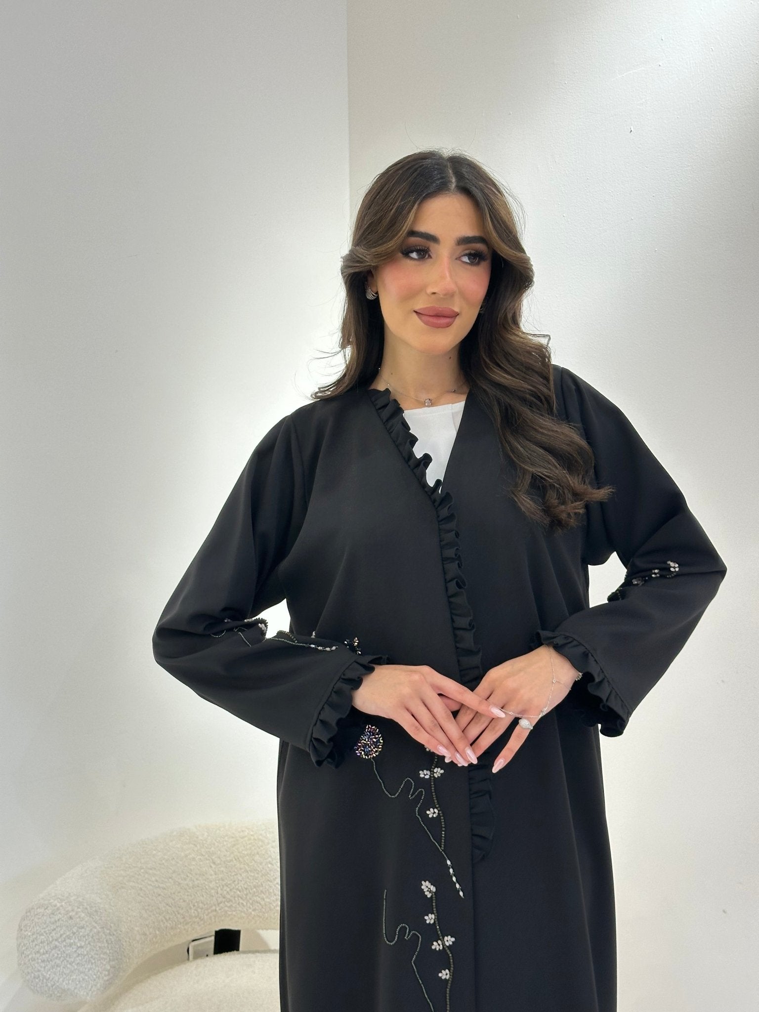 C 0906 Black Beaded Abaya