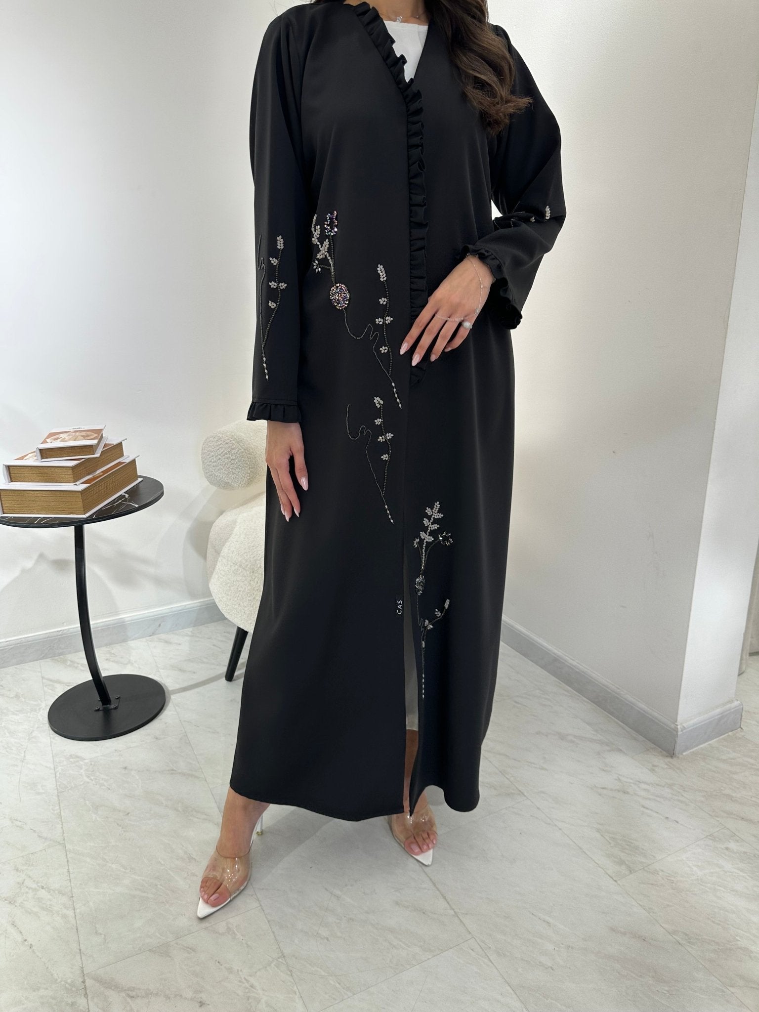 C 0906 Black Beaded Abaya