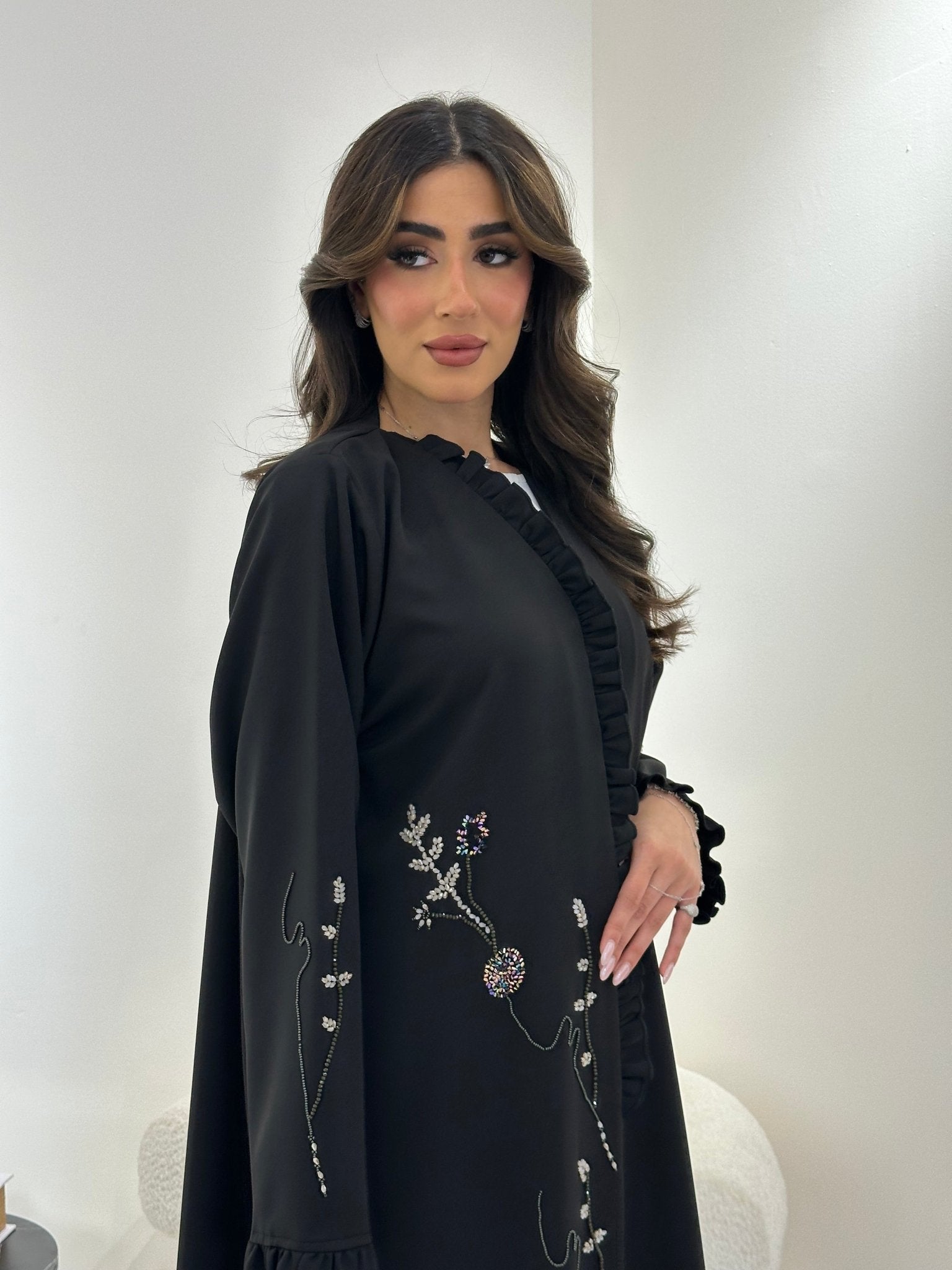 C 0906 Black Beaded Abaya