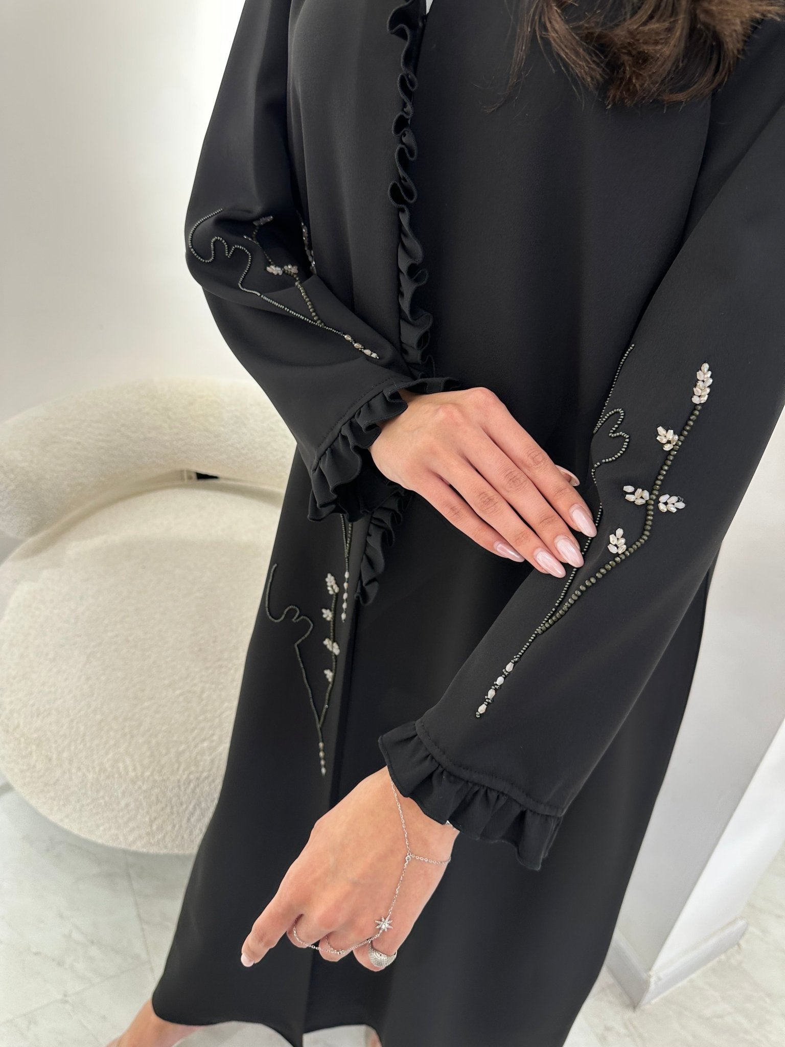 C 0906 Black Beaded Abaya