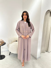 C 0911 Nude Beaded Eid Abaya