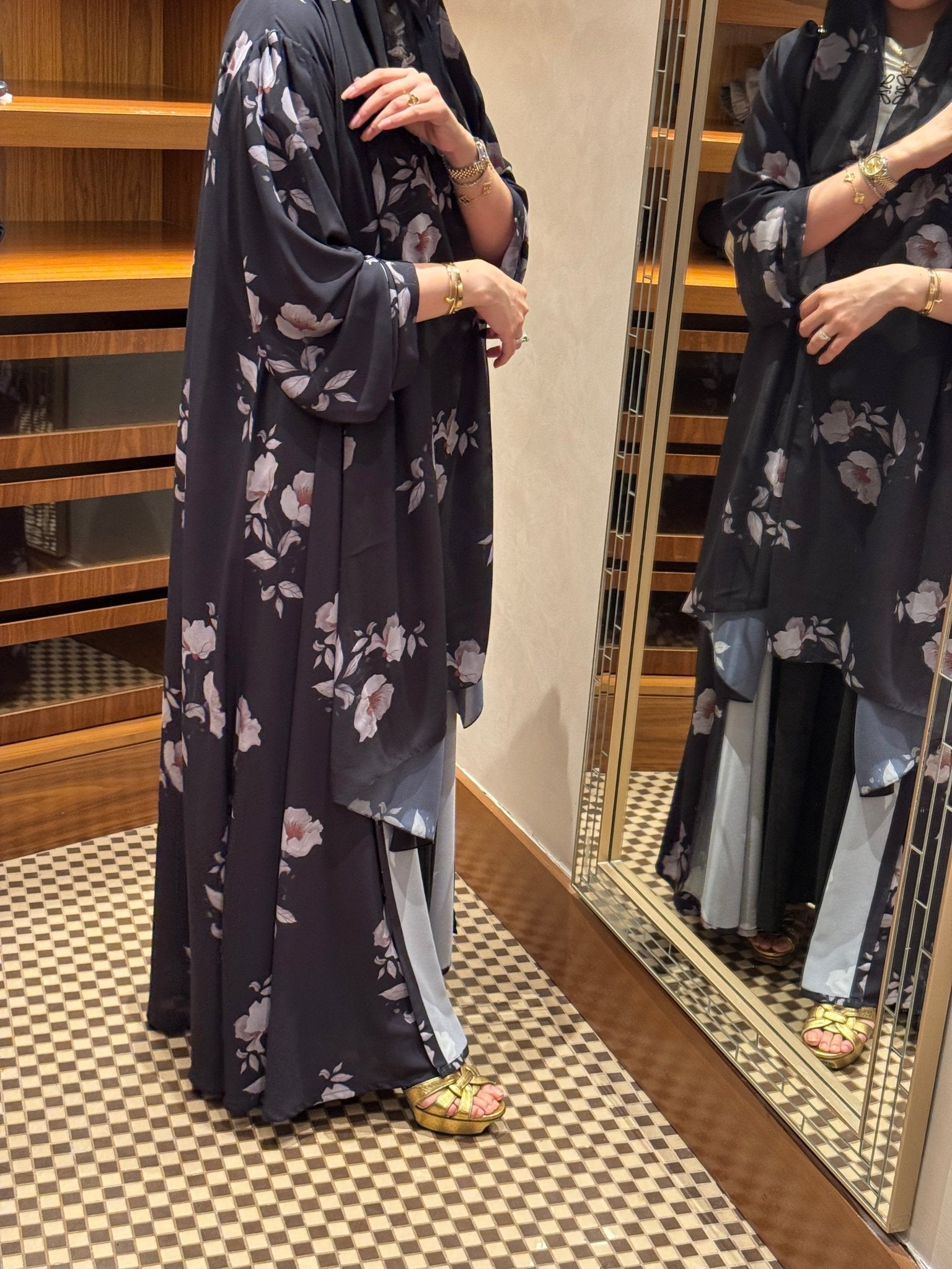 C 0917 Floral Printed Abaya