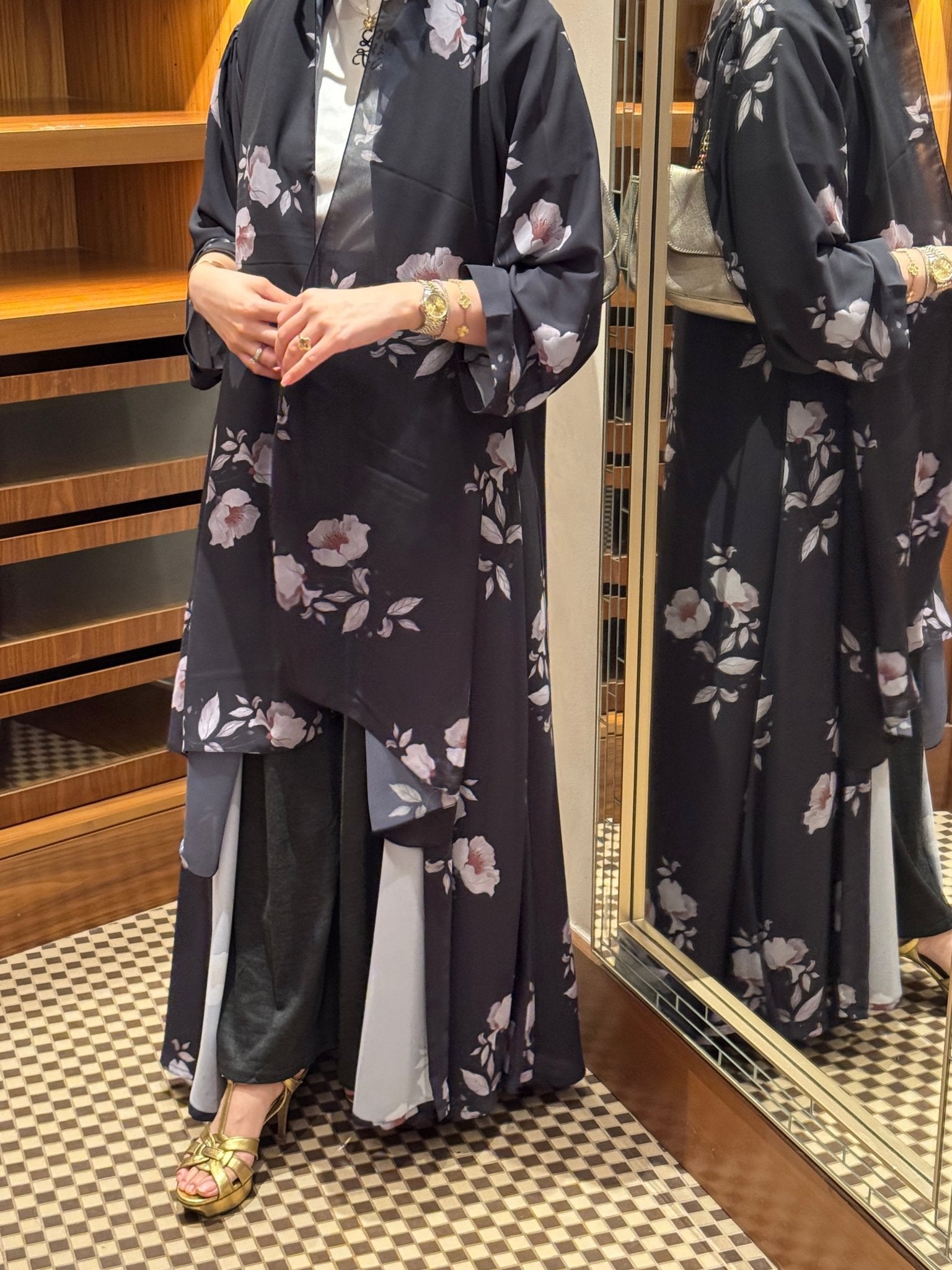 C 0917 Floral Printed Abaya