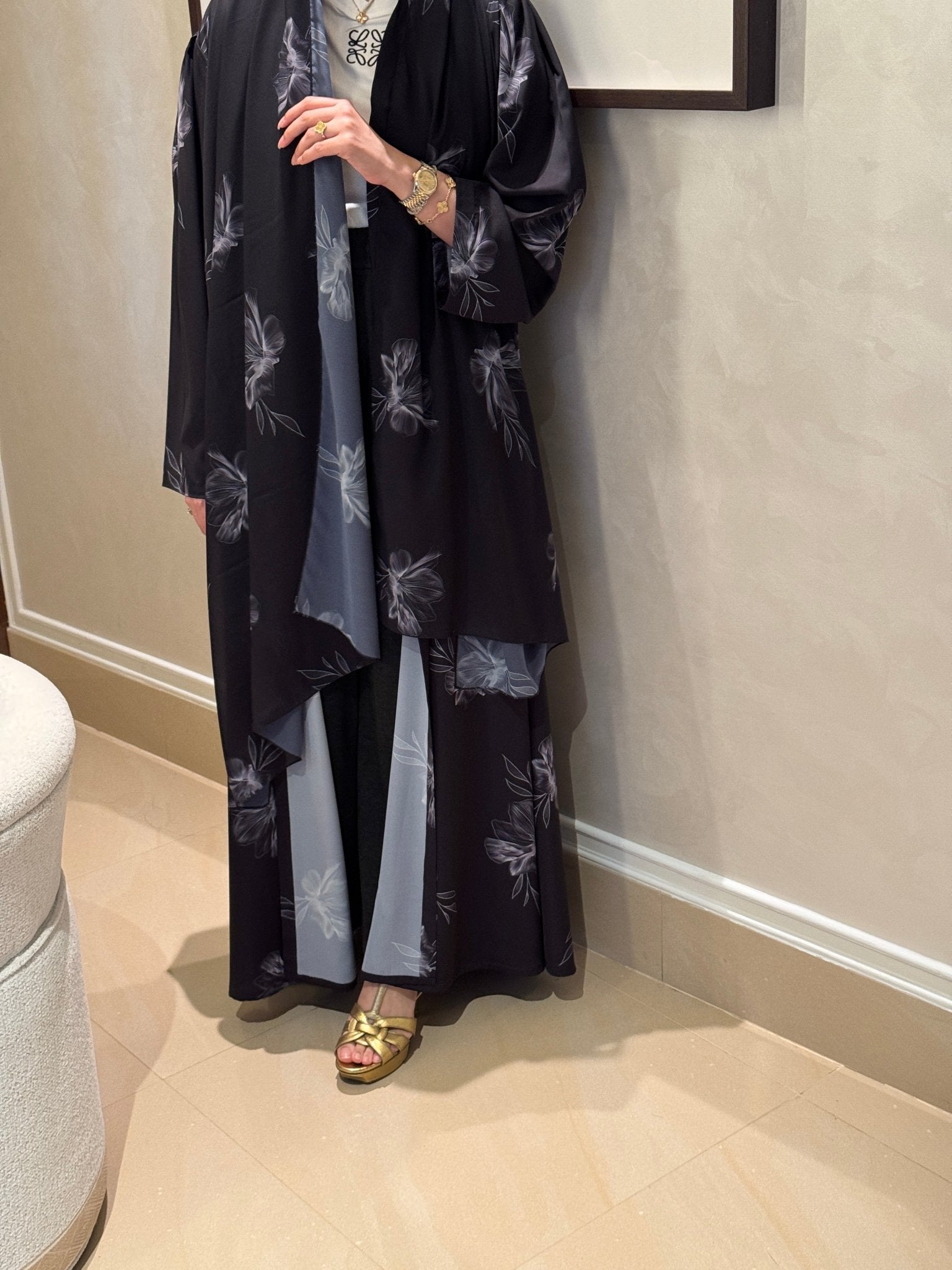 C 0919 Floral Printed Abaya