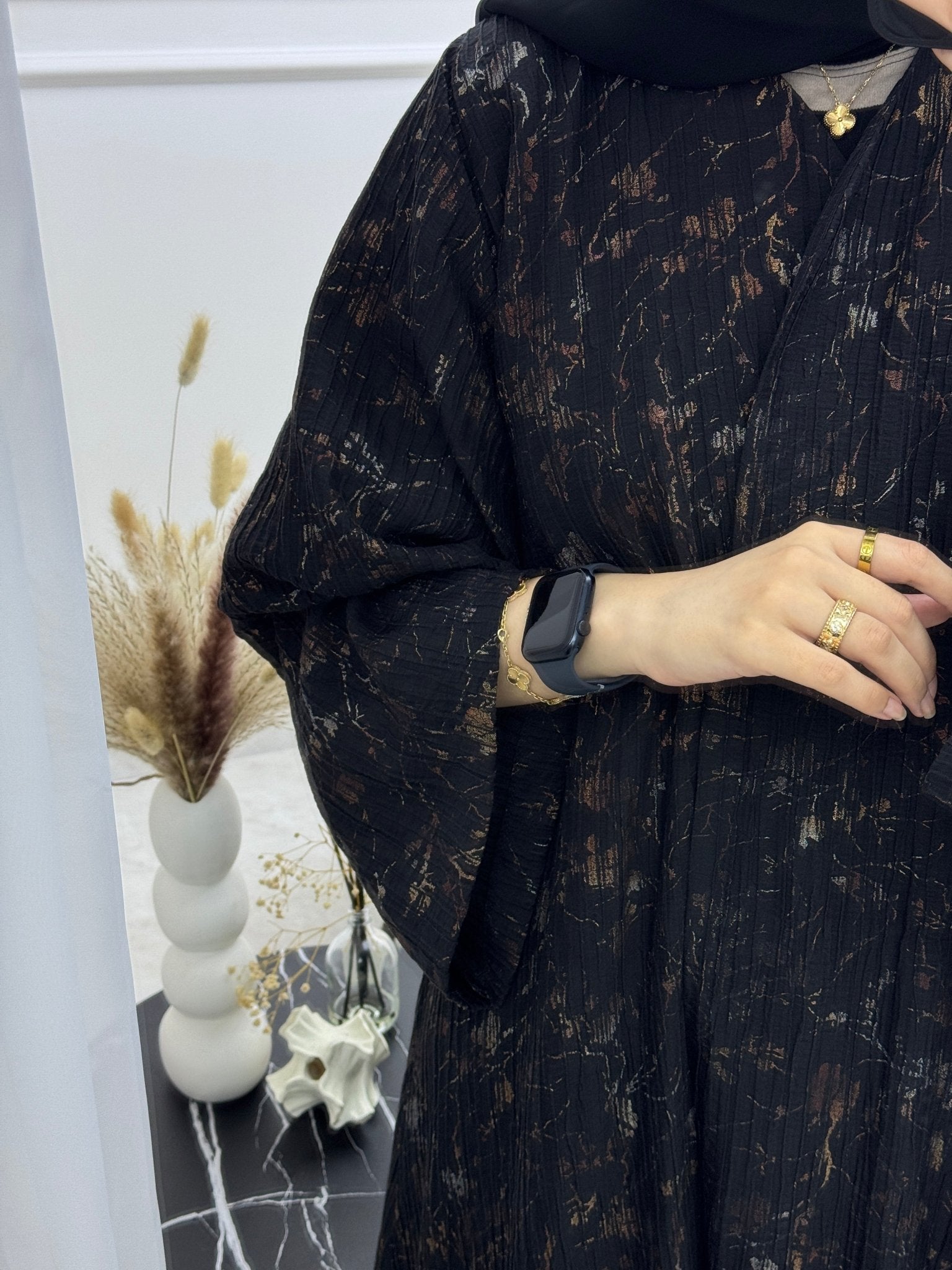 C 0922 Gold Leaf Printed Abaya