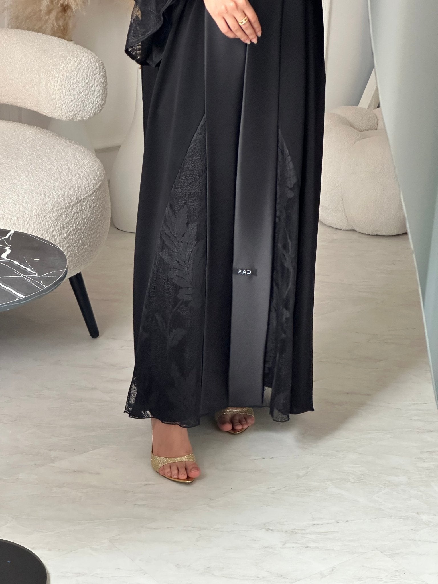 C 0934 Black Dantel Eid Abaya