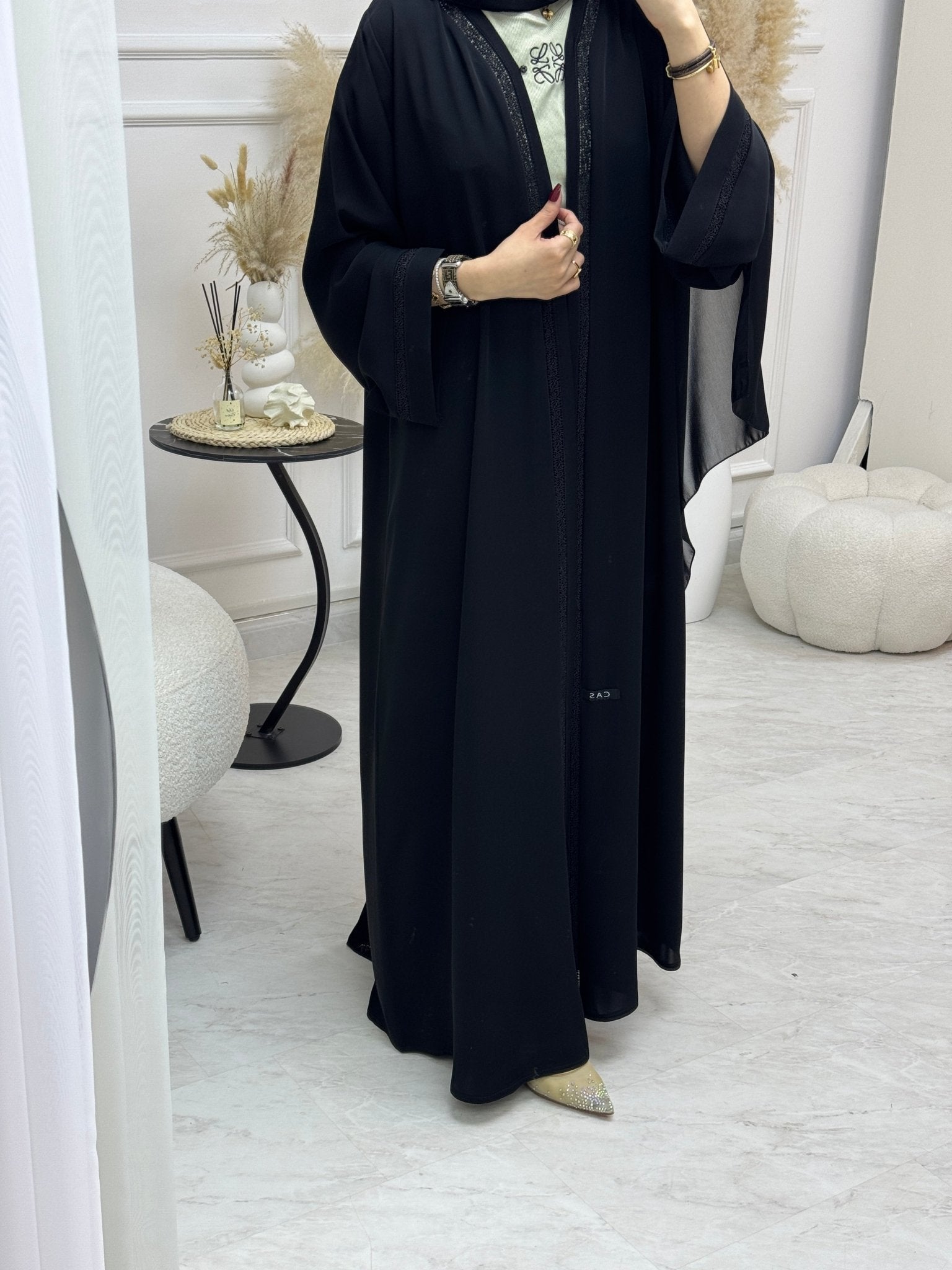 C 0997 Black Lace Abaya