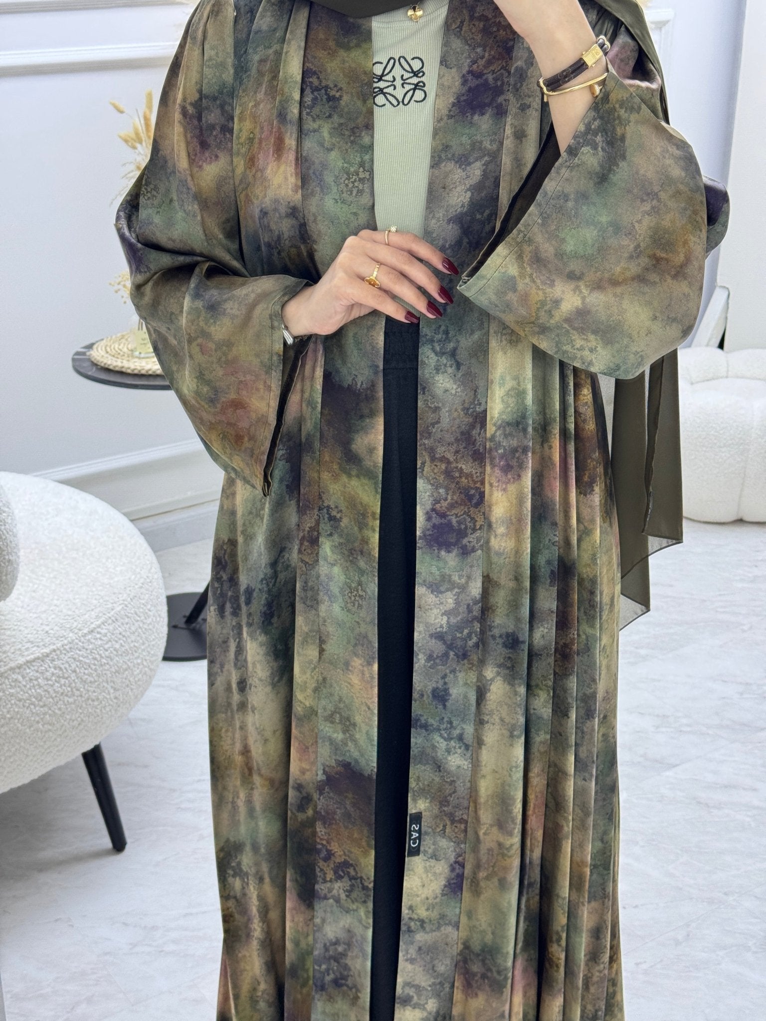 C 1002 - 02 Multi Color Printed Abaya