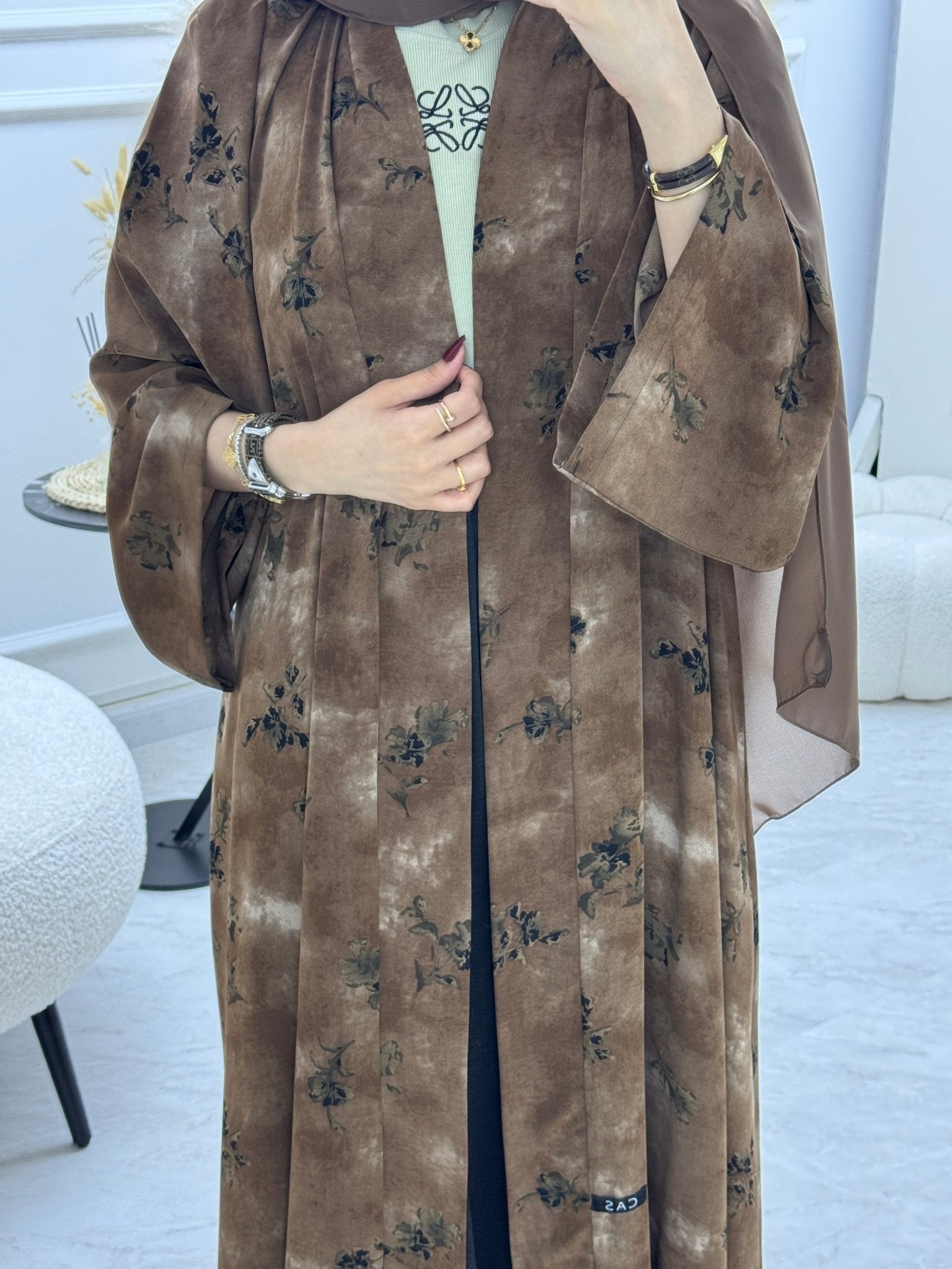 C 1003 - 02 Tan Printed Abaya