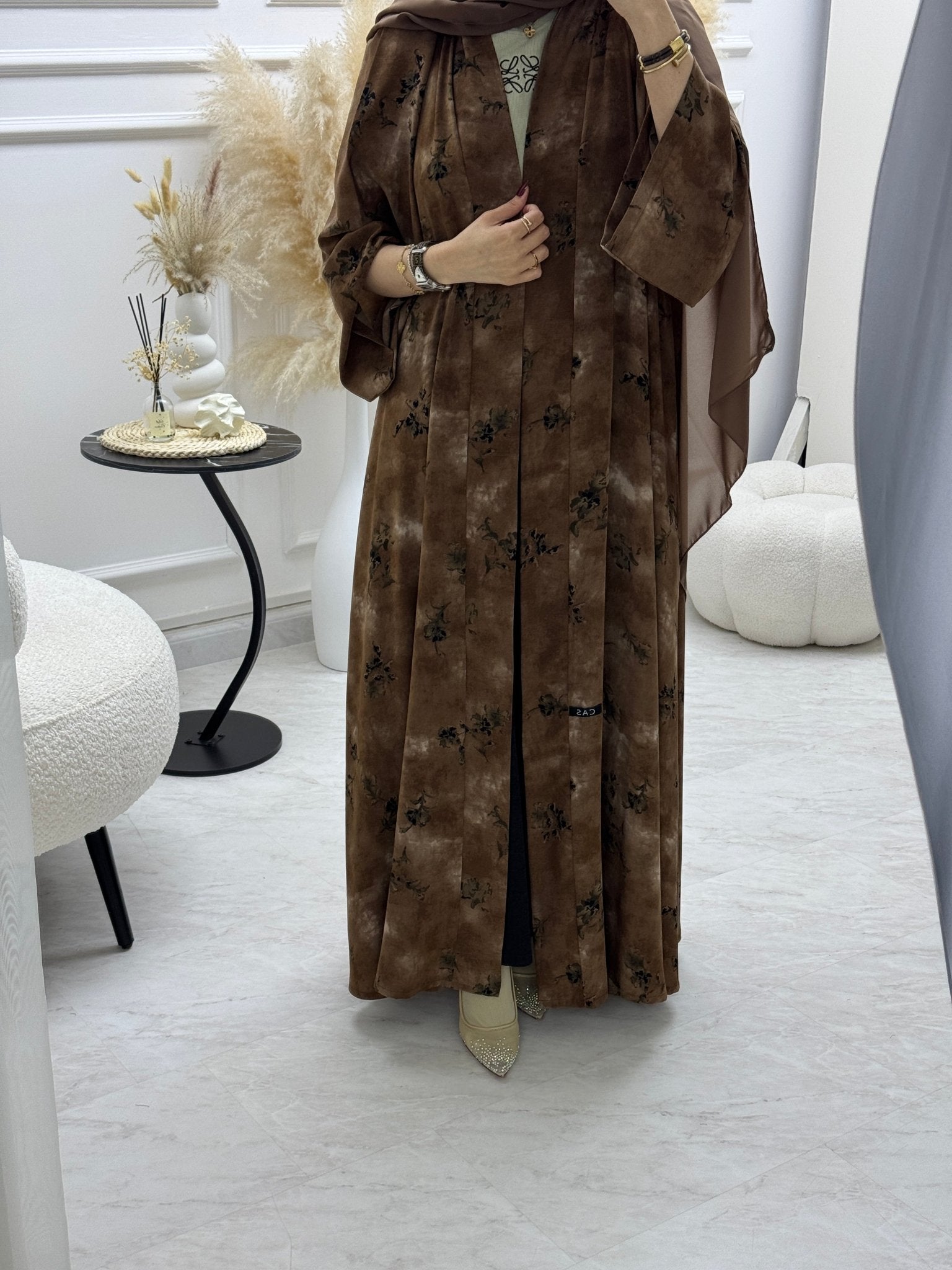 C 1003 - 02 Tan Printed Abaya