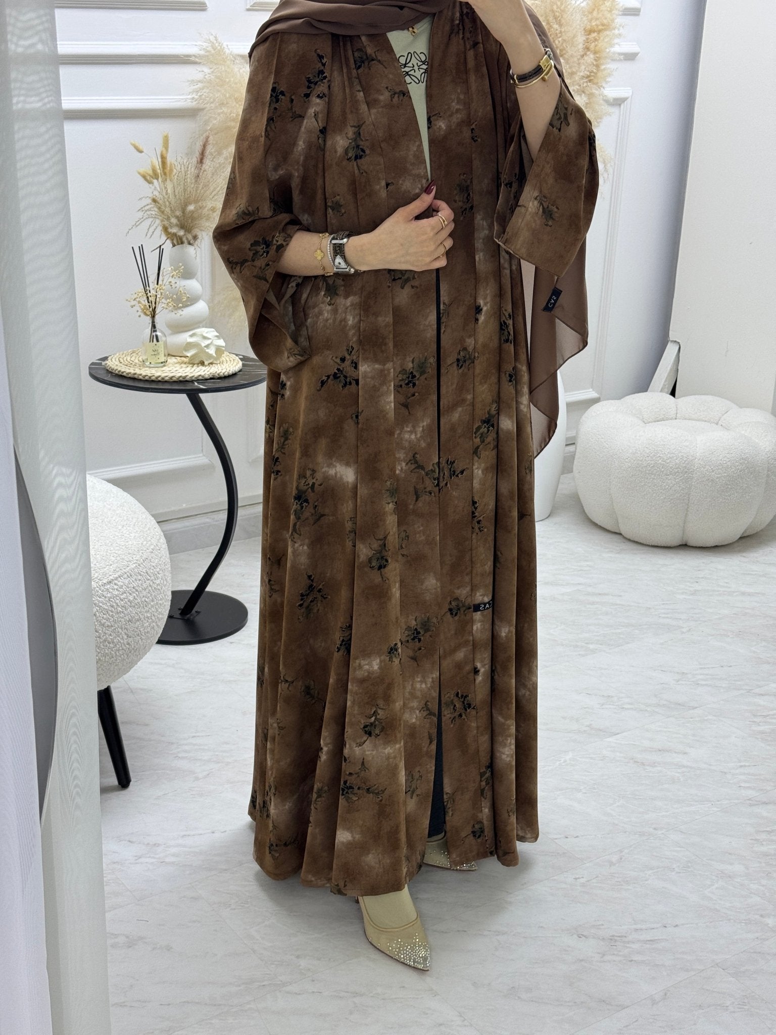 C 1003 - 02 Tan Printed Abaya