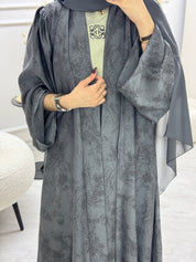 C 1004 - 02 Grey Printed Abaya