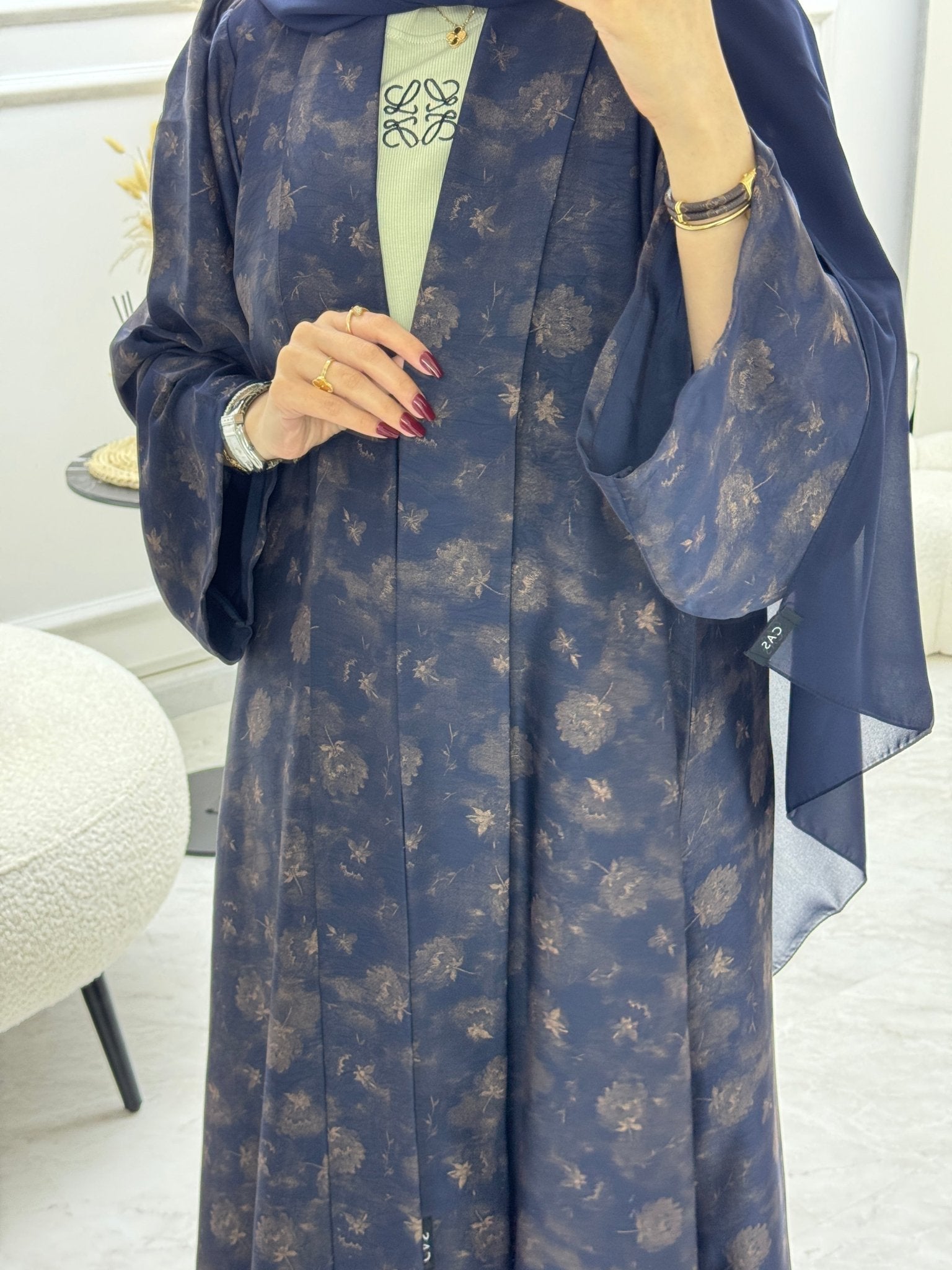 C 1005 - 02 Dark Blue Printed Abaya