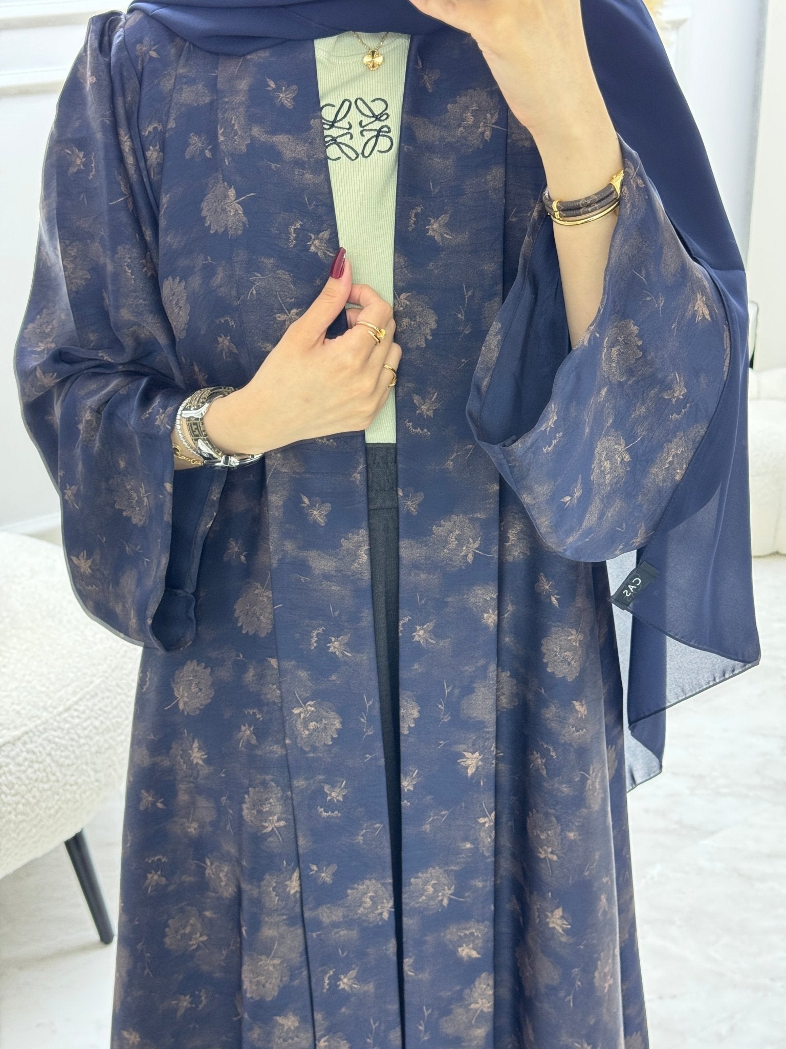 C 1005 - 02 Dark Blue Printed Abaya
