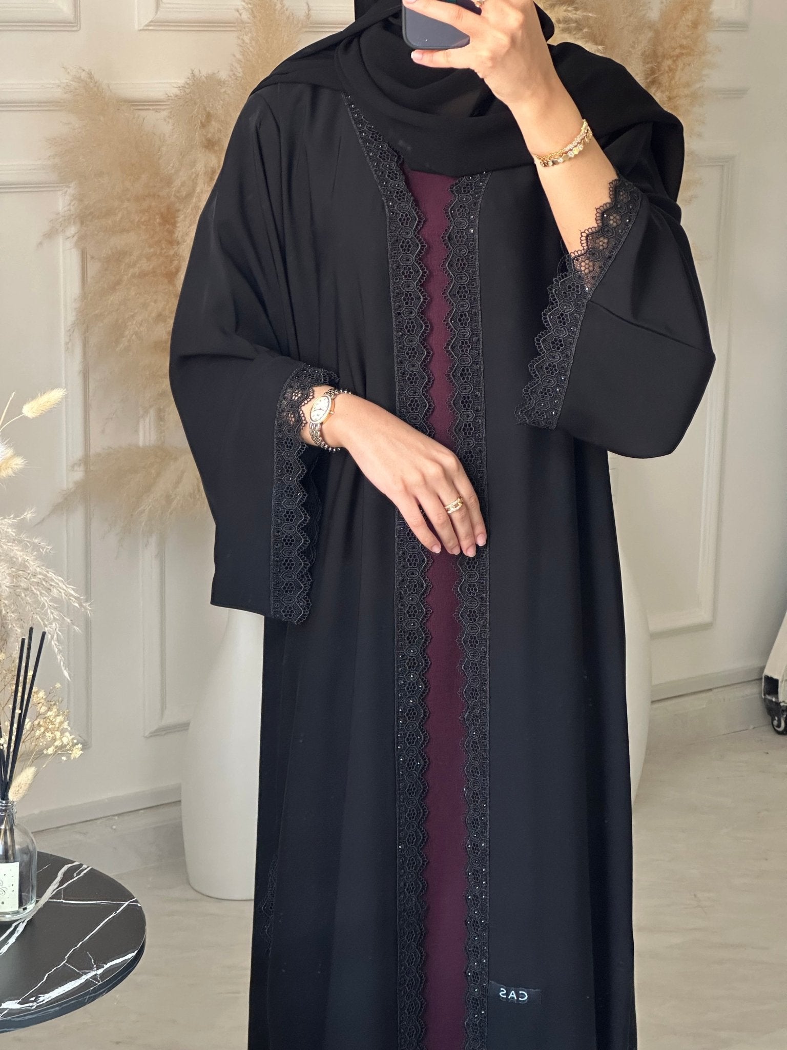 C 1031 Black Lace Abaya