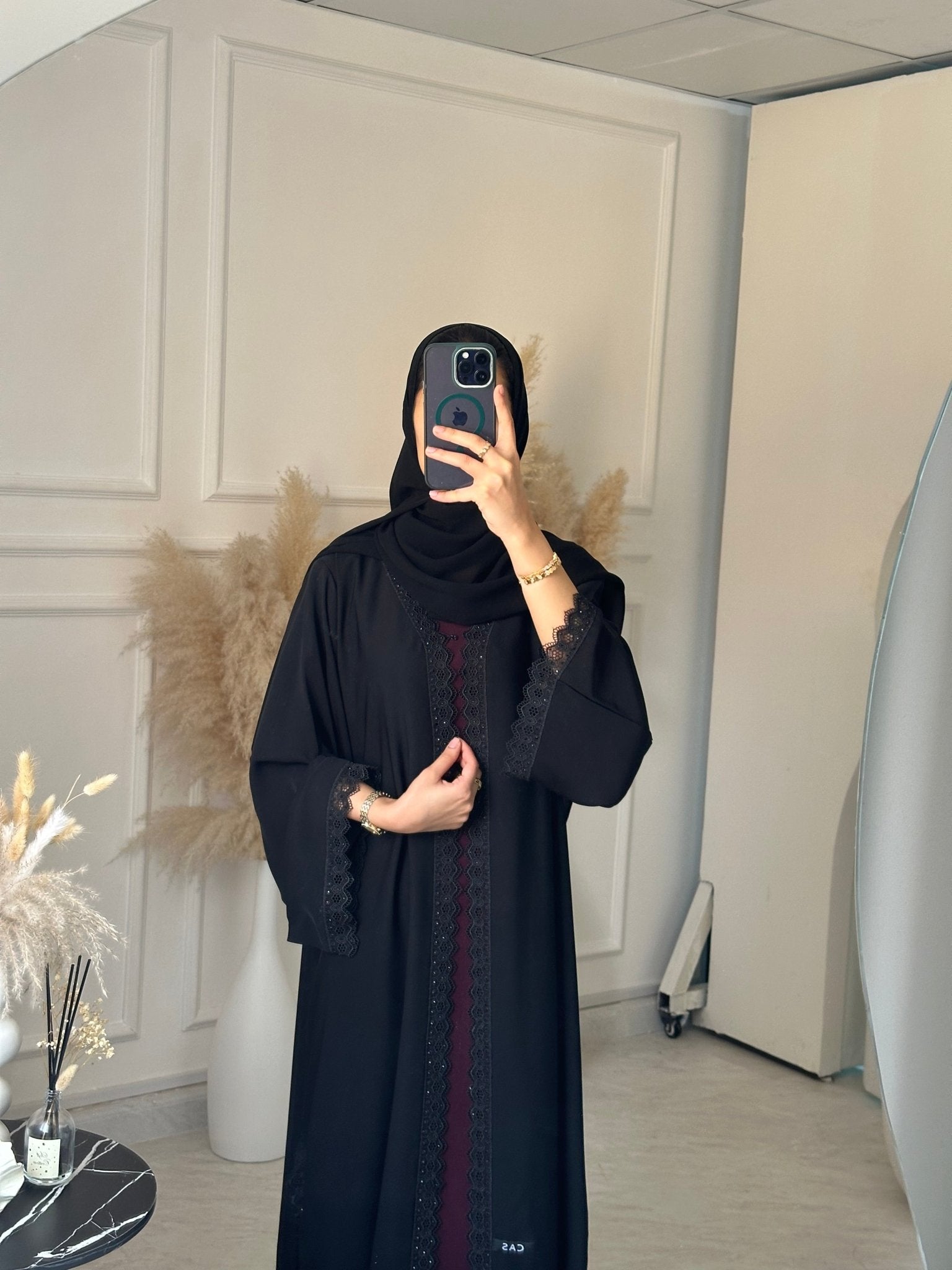 C 1031 Black Lace Abaya