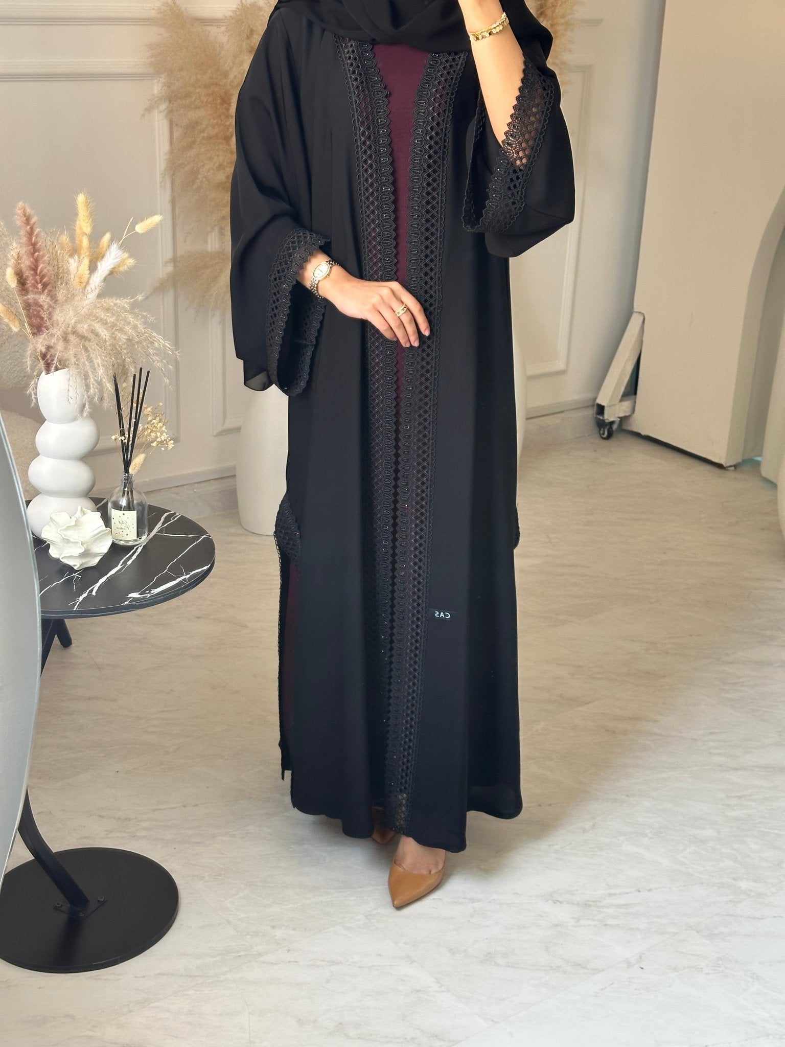 C 1033 Black Lace Abaya