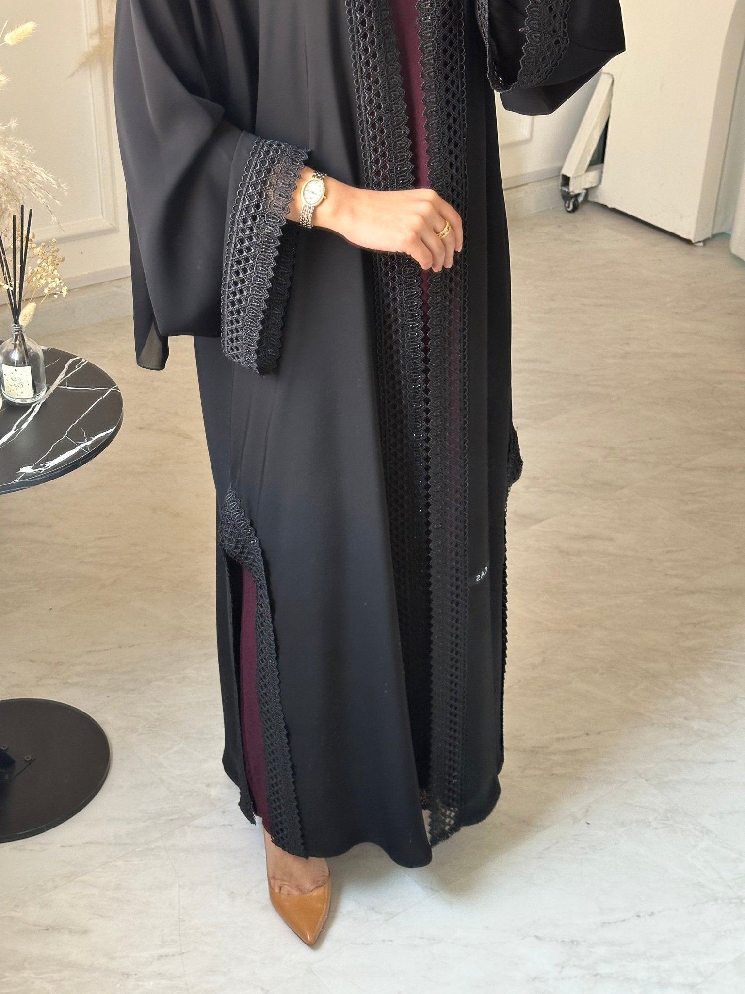 C 1033 Black Lace Abaya