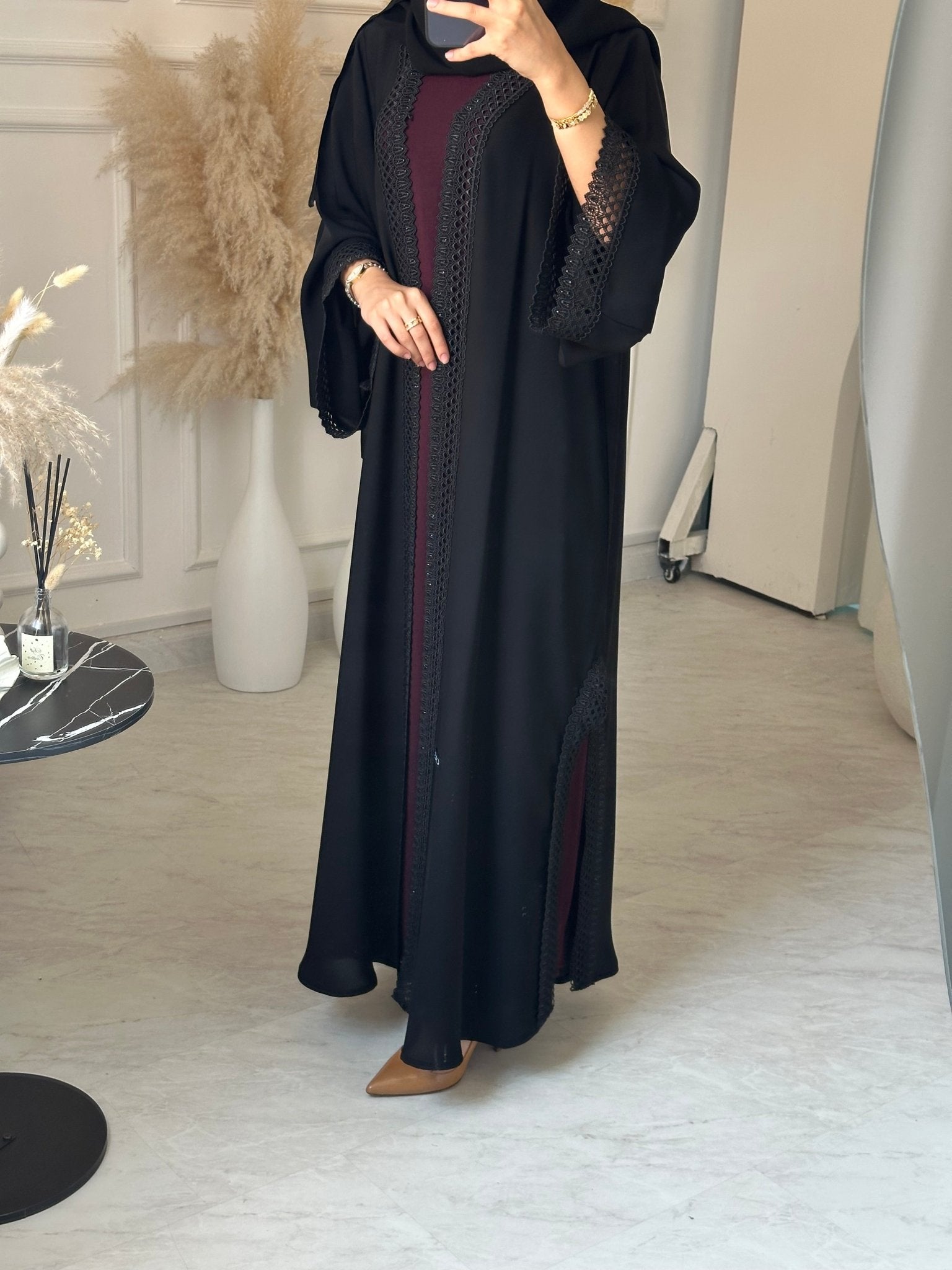 C 1033 Black Lace Abaya
