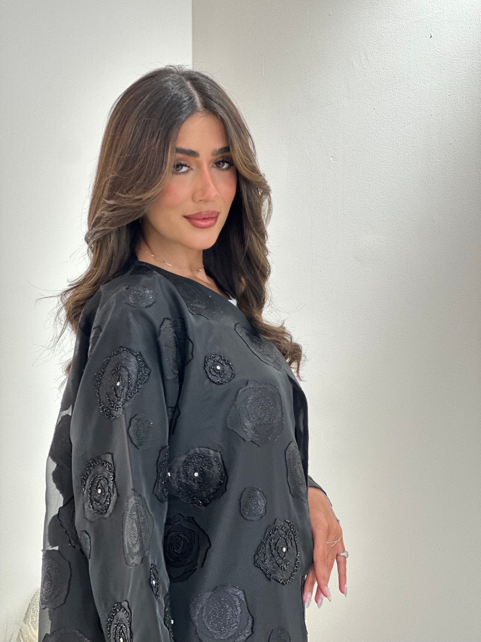 C 1035 Black Beaded Abaya