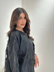 C 1035 Black Beaded Abaya