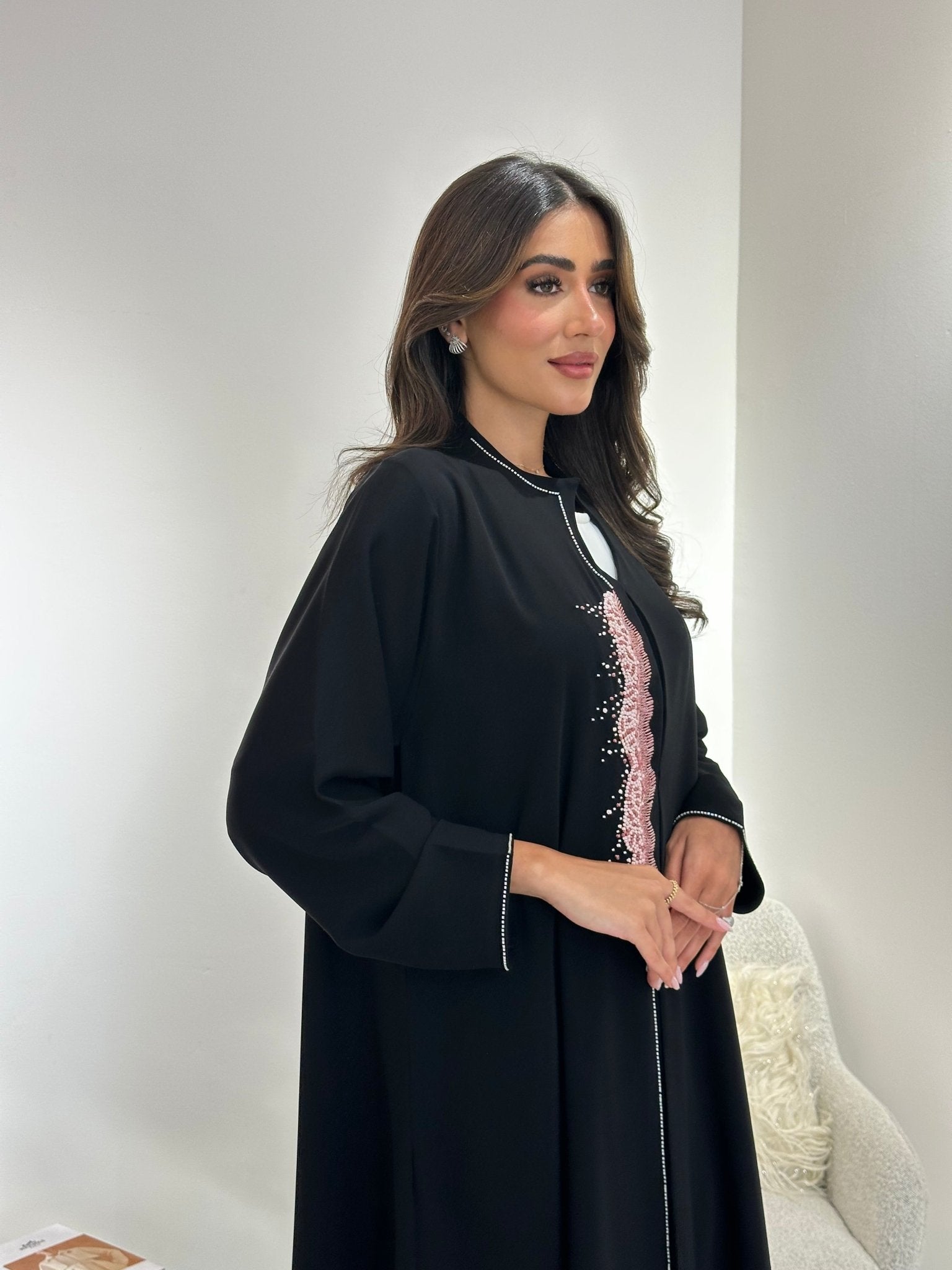 C 1037 Black Embroidered Abaya