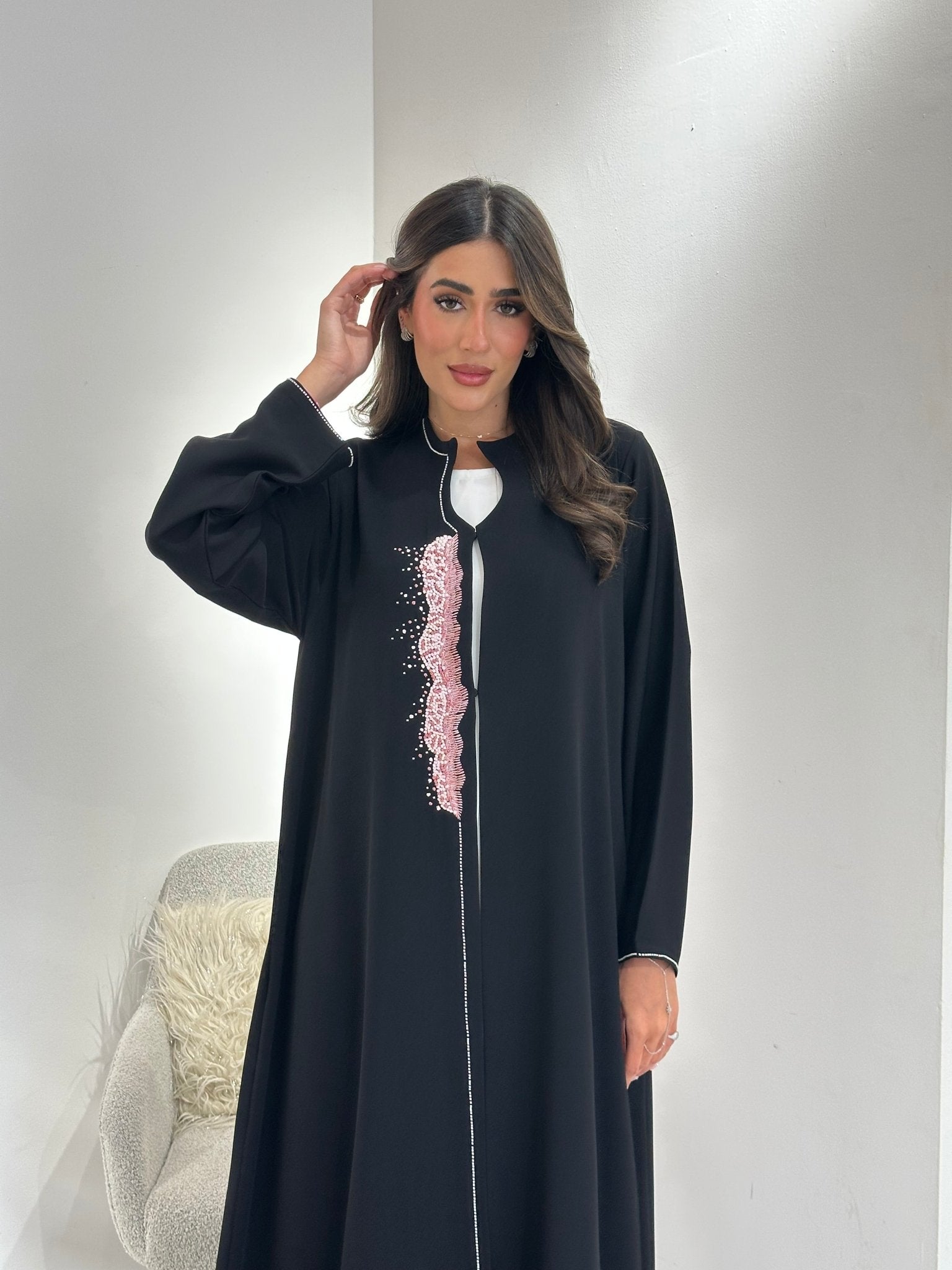 C 1037 Black Embroidered Abaya