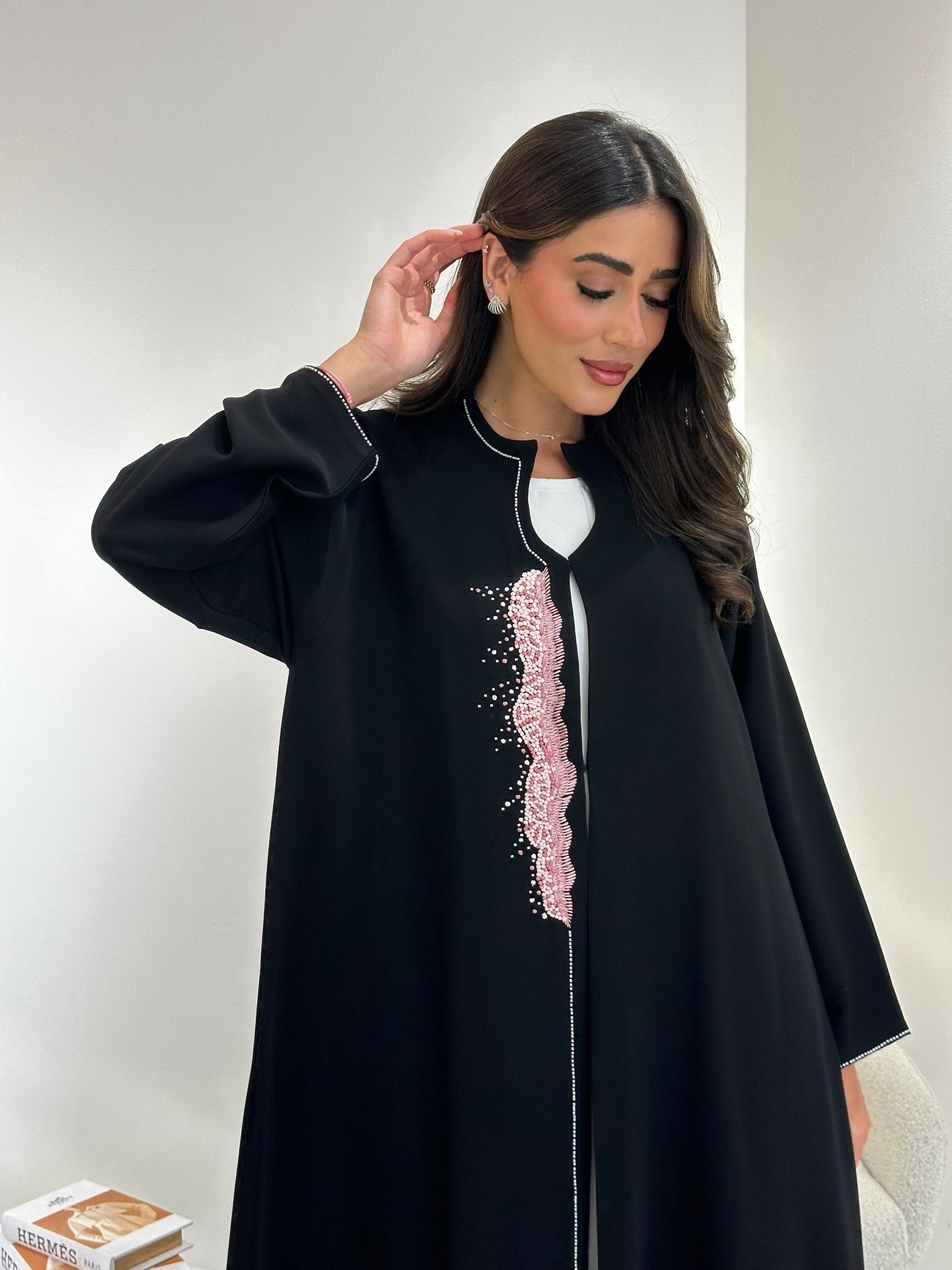 C 1037 Black Embroidered Abaya