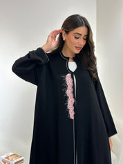 C 1037 Black Embroidered Abaya