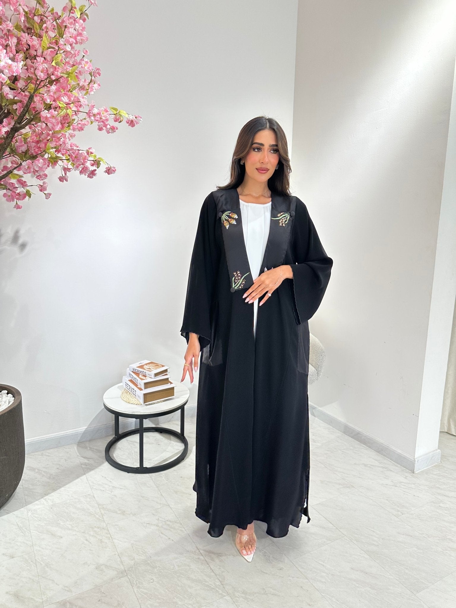 C 1040 Black Embroidered Abaya