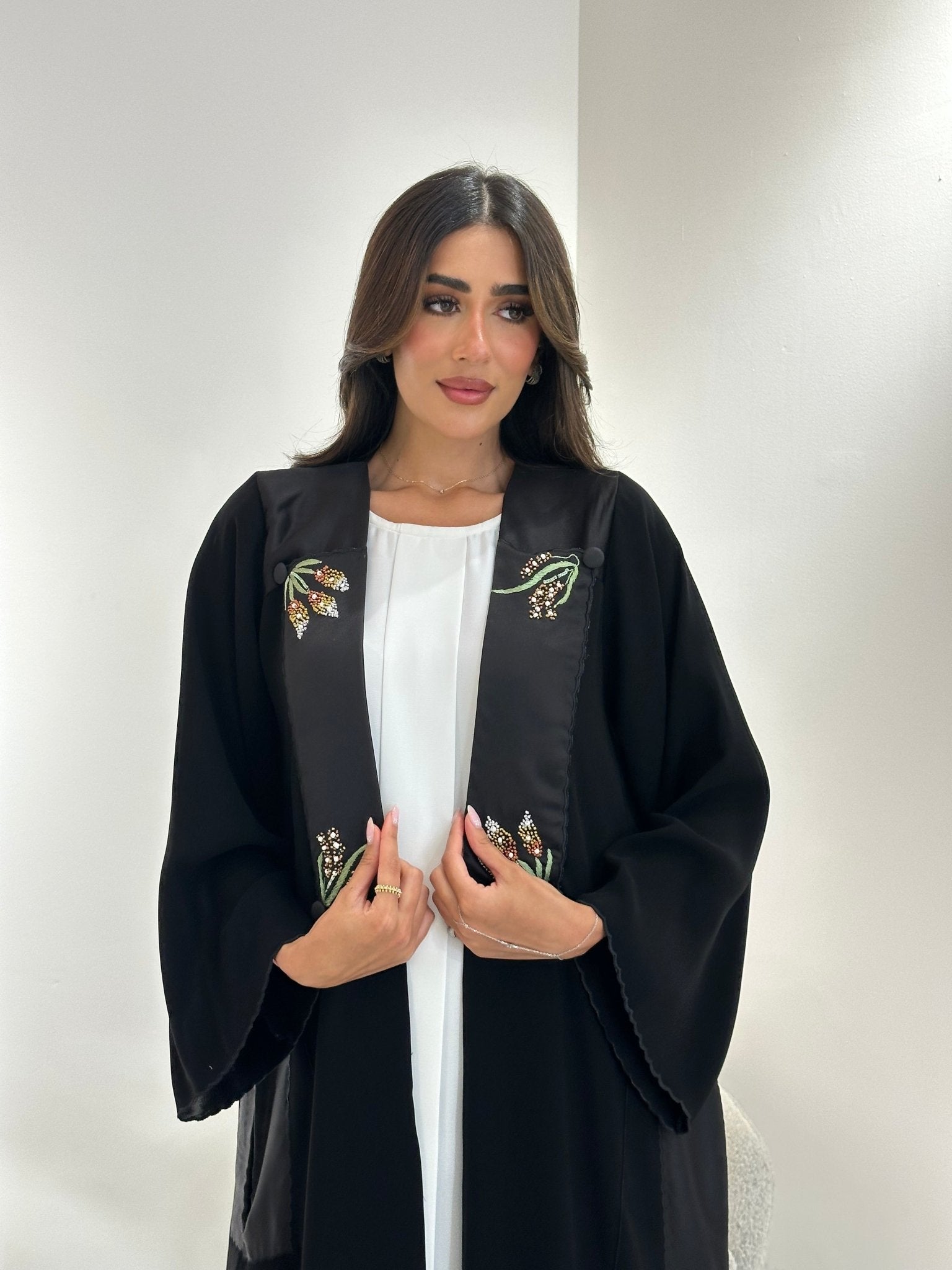 C 1040 Black Embroidered Abaya