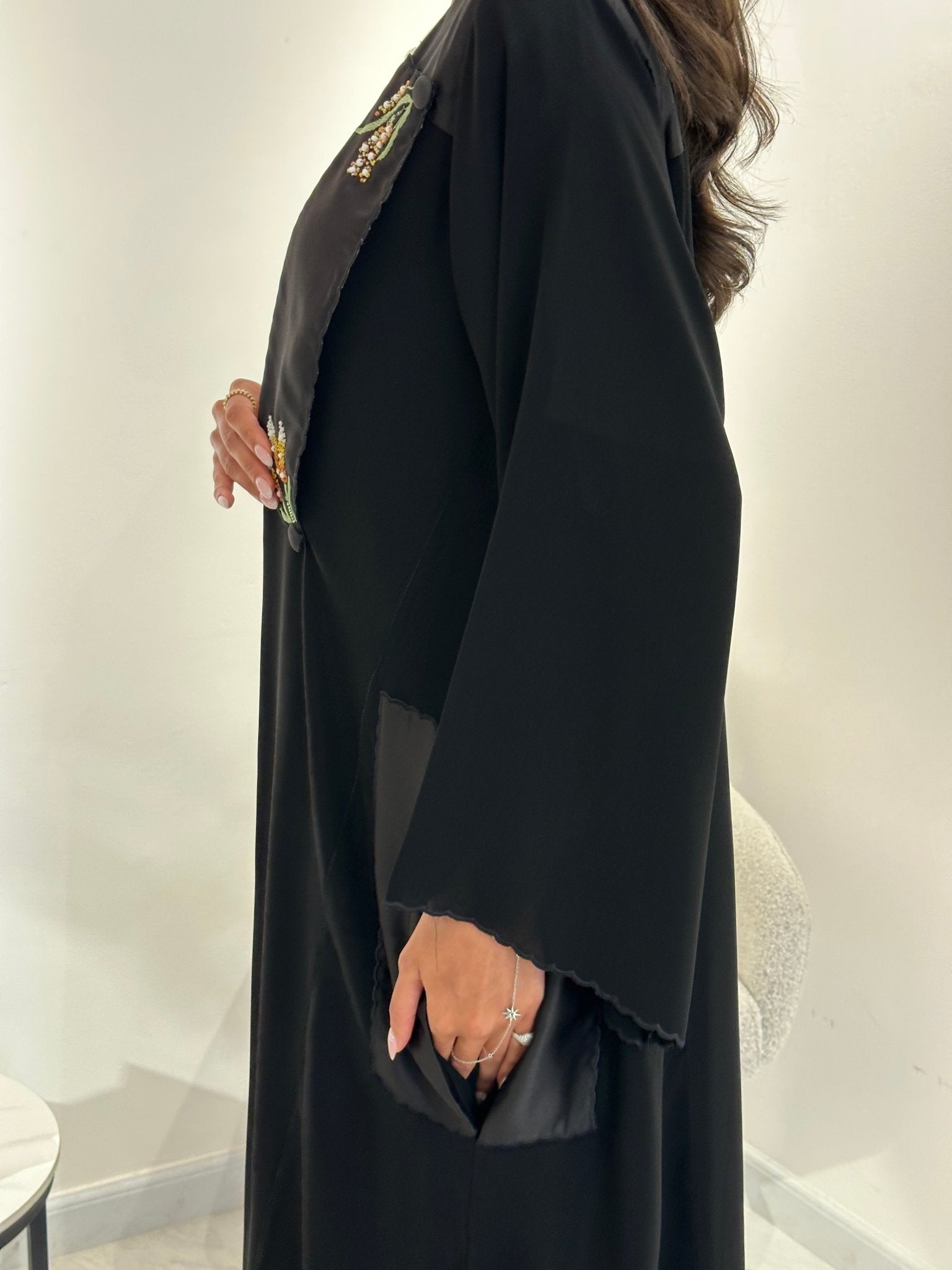 C 1040 Black Embroidered Abaya
