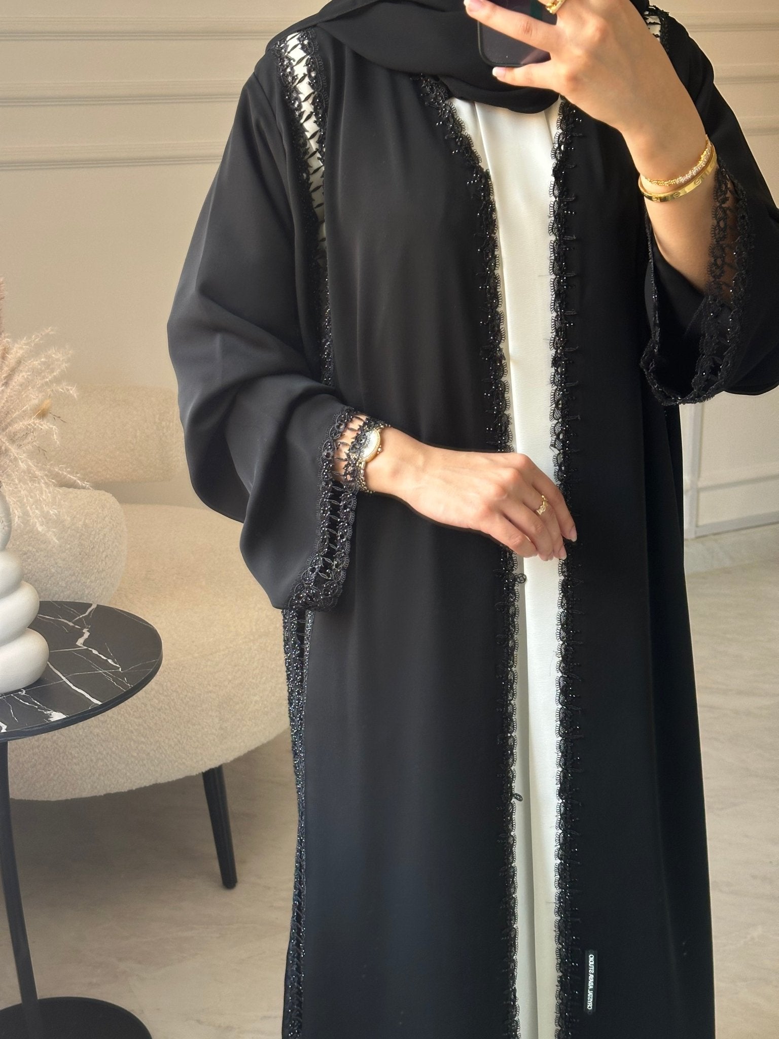 C 1047 Black Lace Abaya