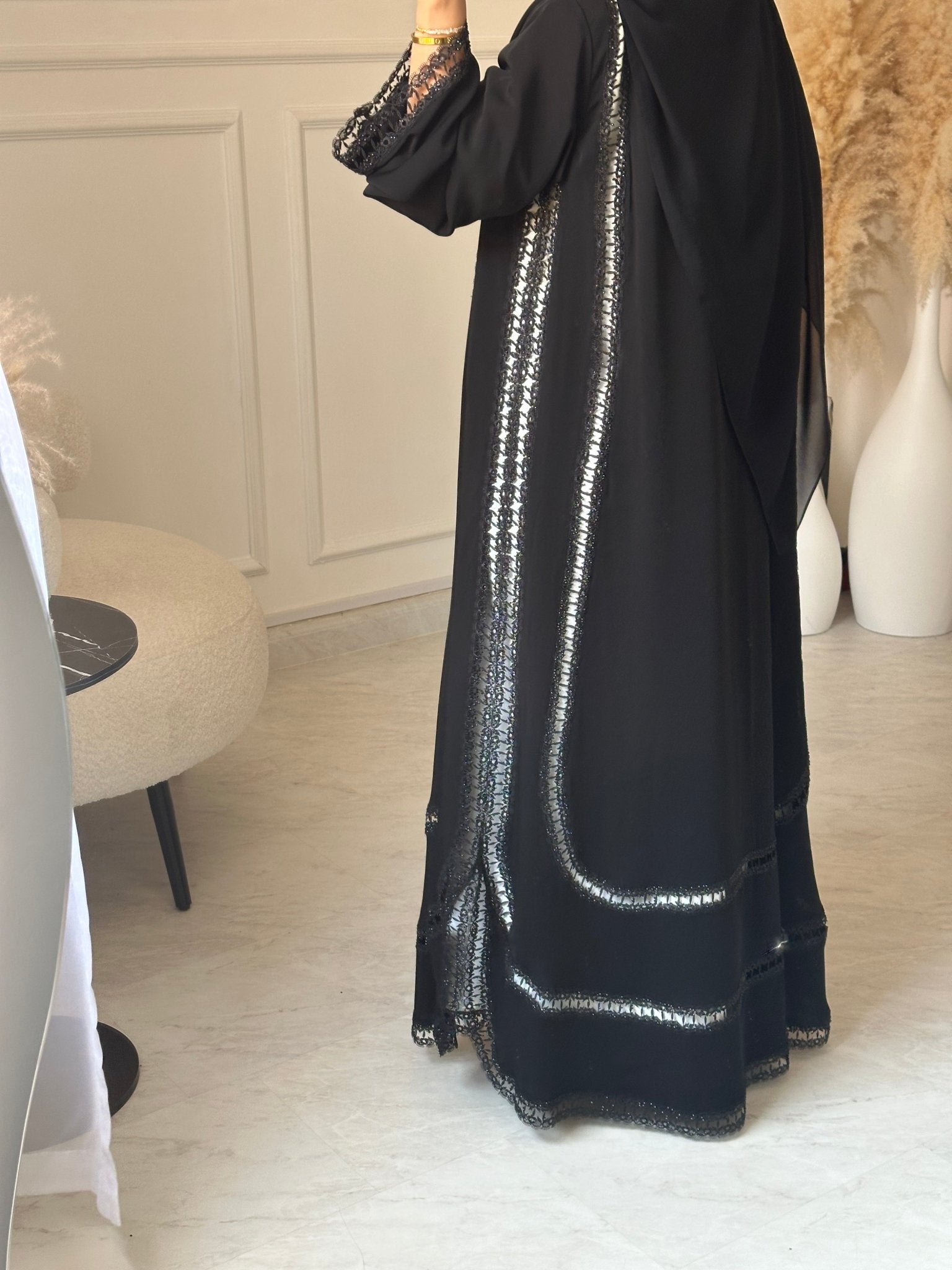 C 1047 Black Lace Abaya