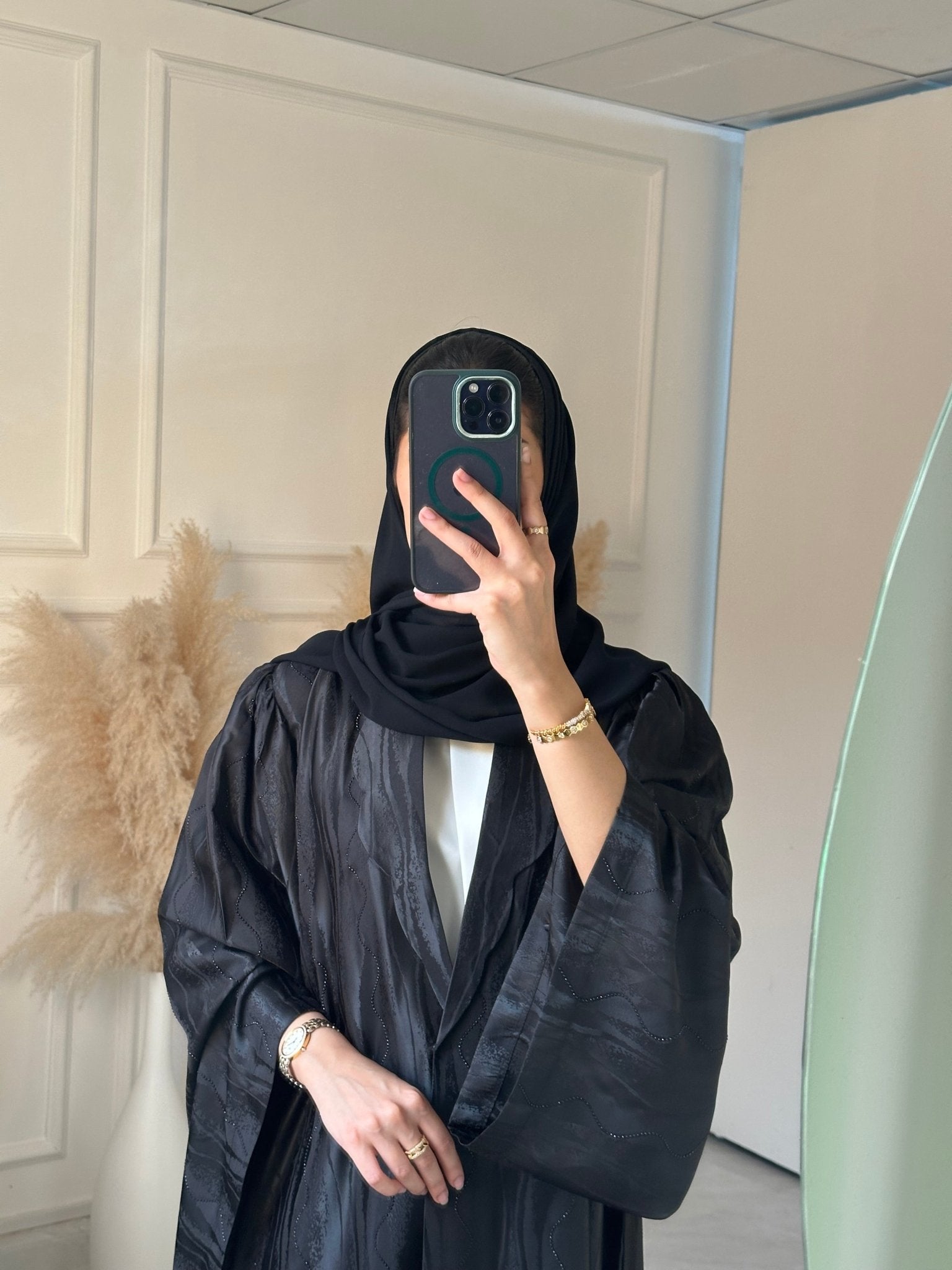 C 1055 Black Printed Abaya