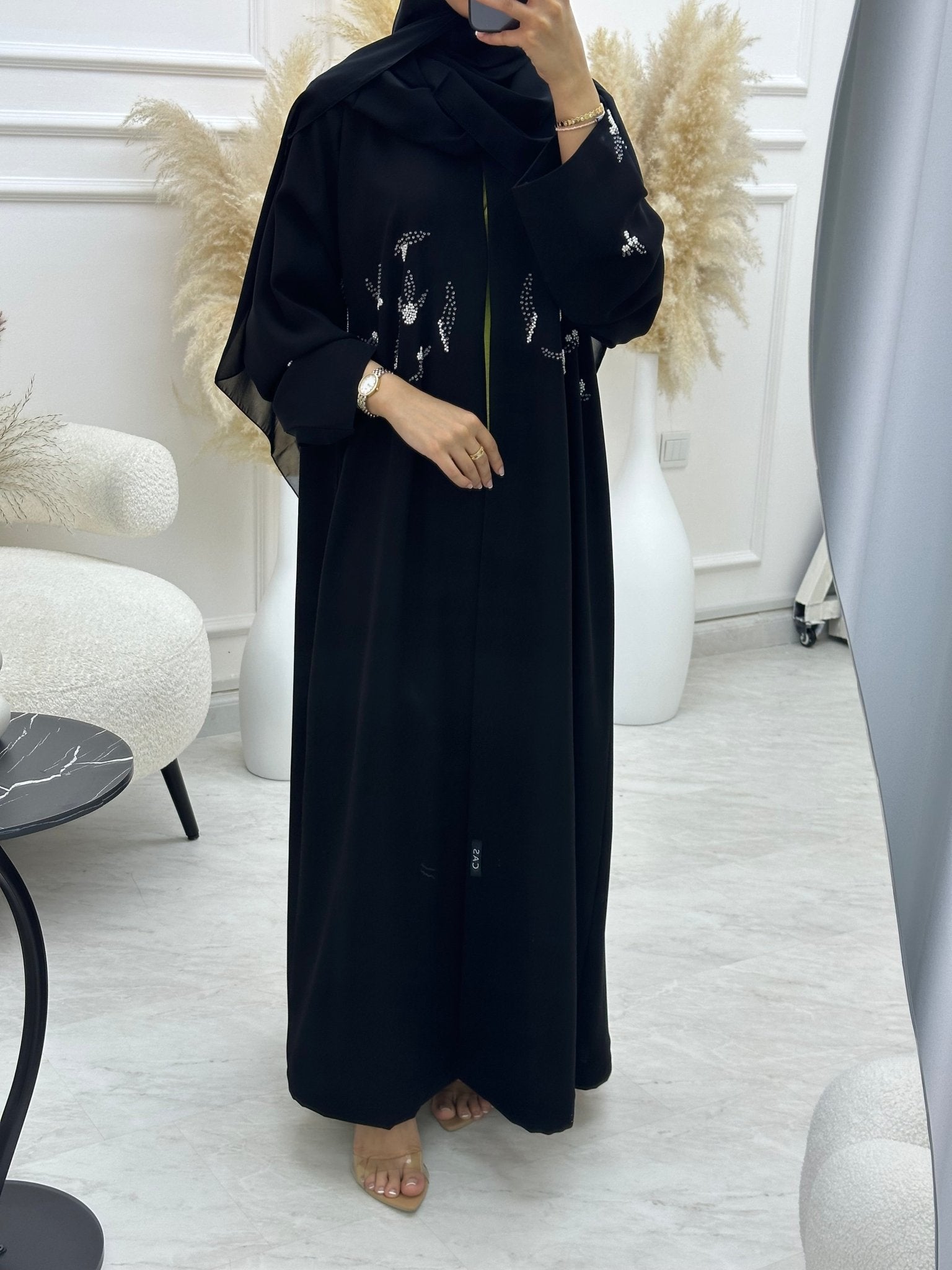 C 1069 Black Beaded Abaya