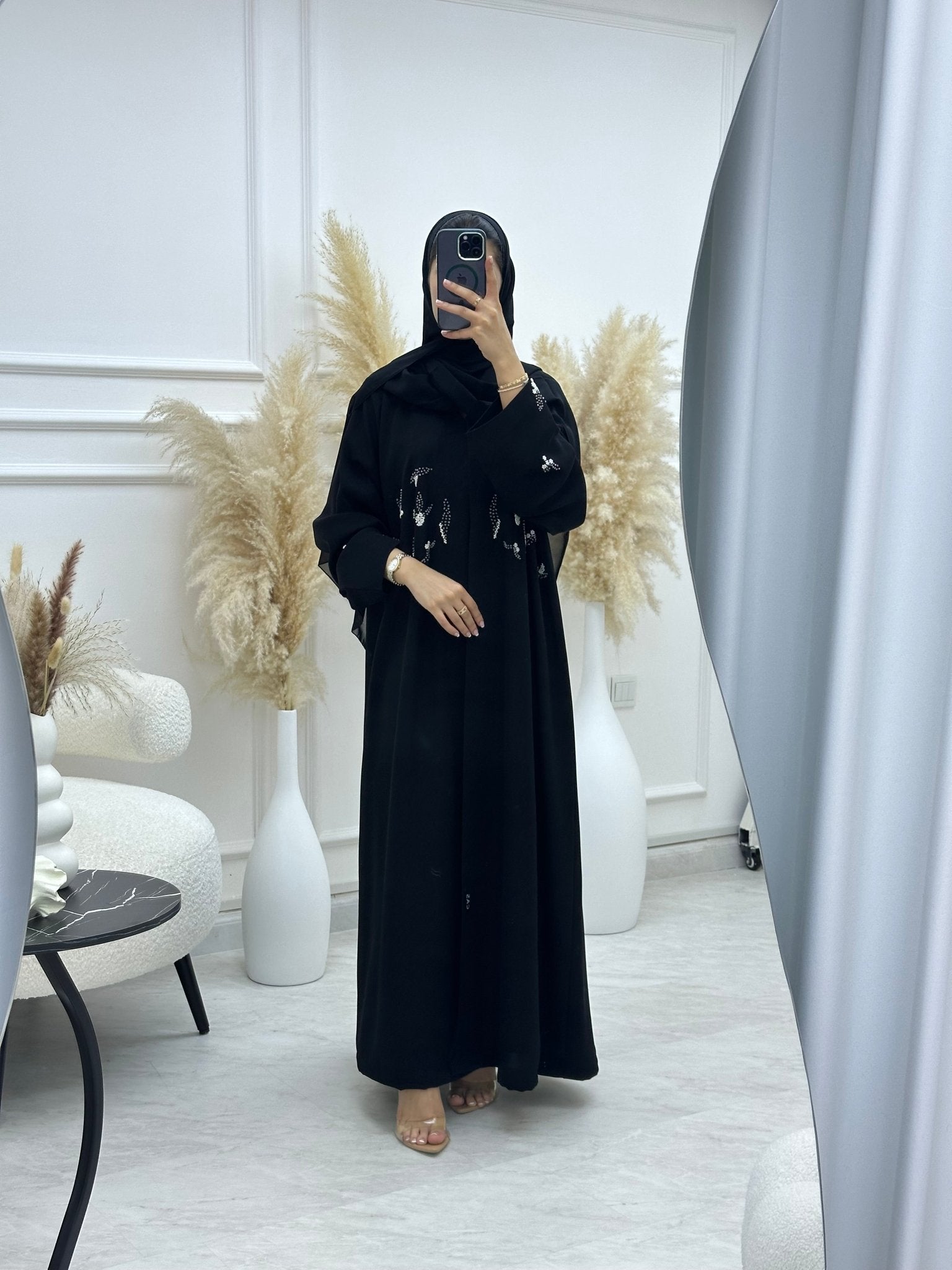 C 1069 Black Beaded Abaya