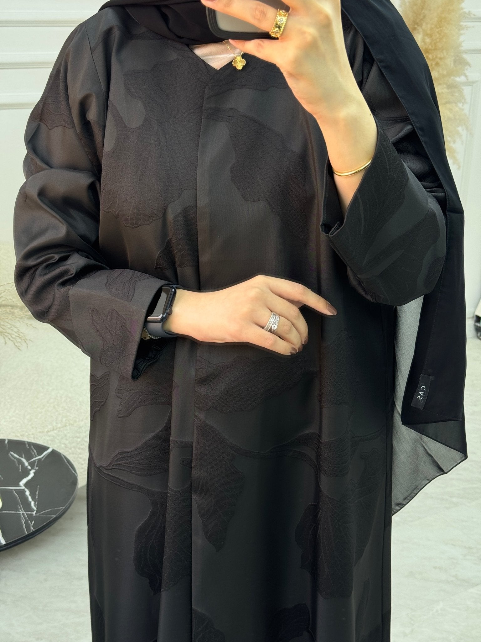 C 1080 Black Printed Abaya