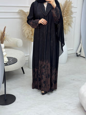 C 1085 - 03 Brown Black Printed Abaya