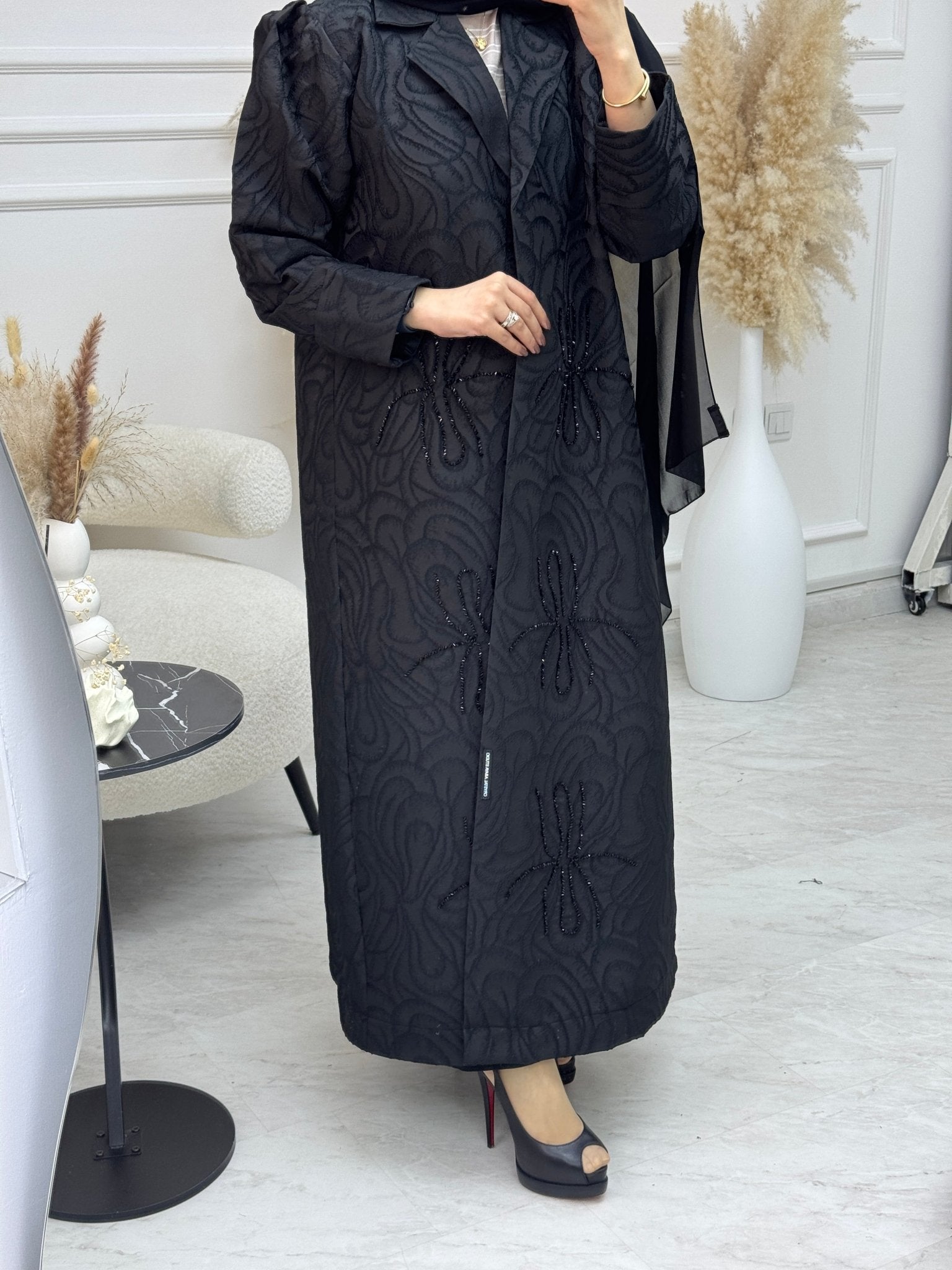 C 1093 Black Beaded Abaya
